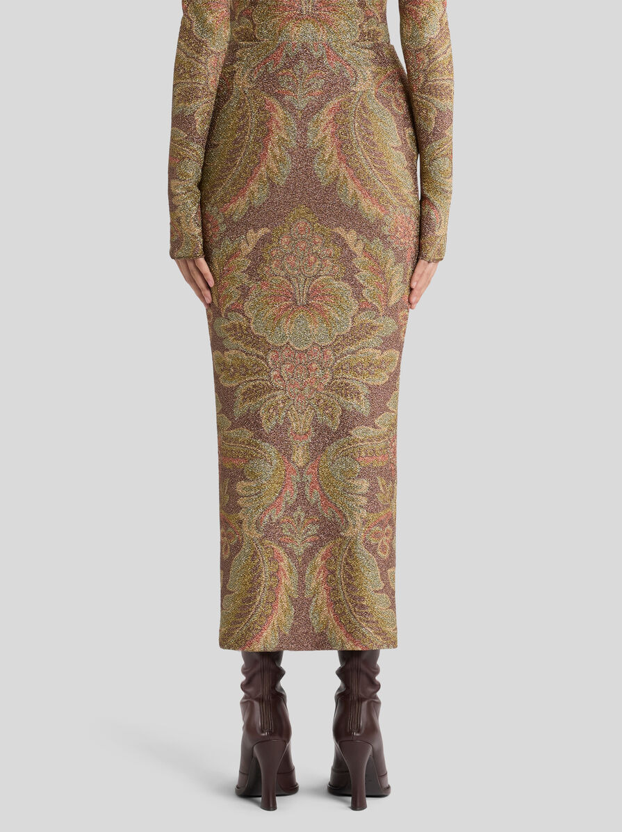 JERSEY MIDI SKIRT WITH FLORAL MOTIF - 5