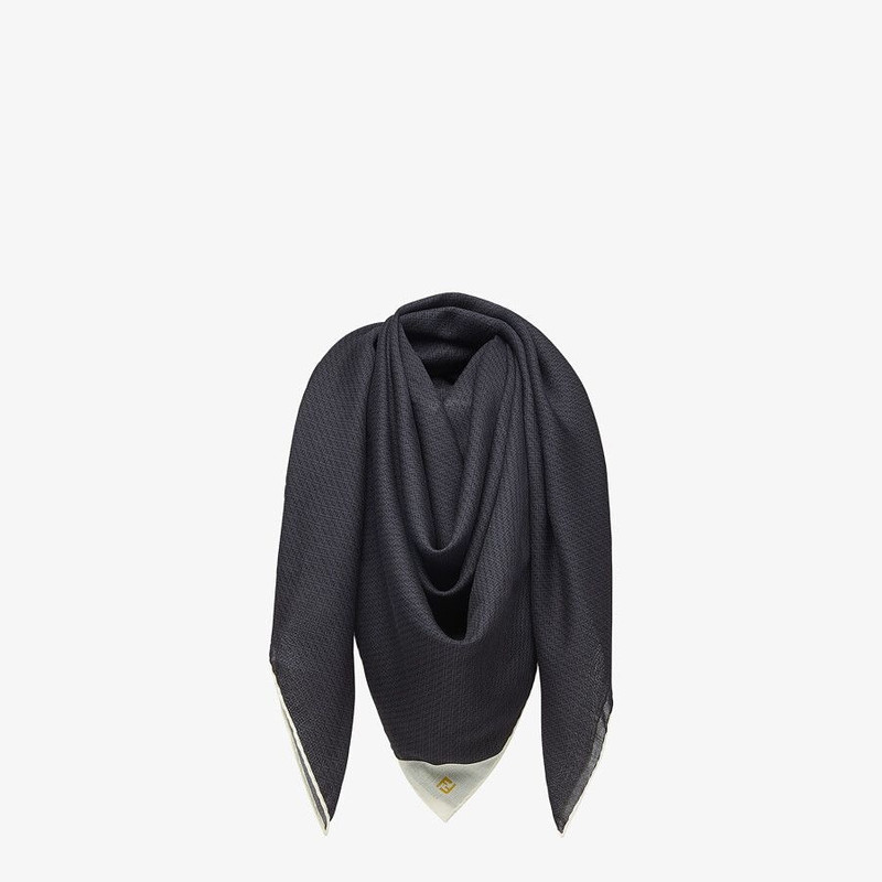 FENDI Gray wool and silk scarf outlook