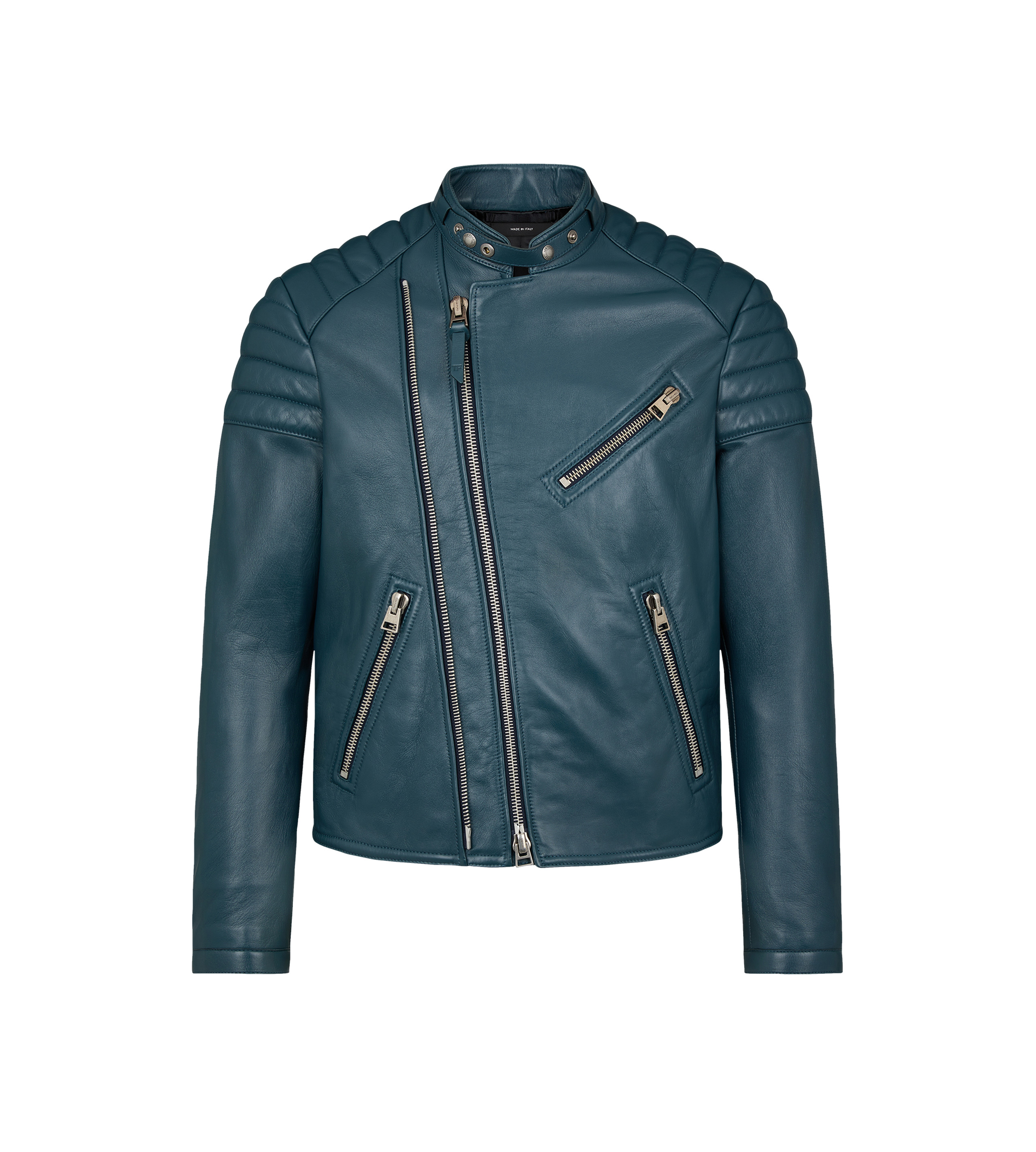 GRAIN LEATHER ZIP BIKER - 1