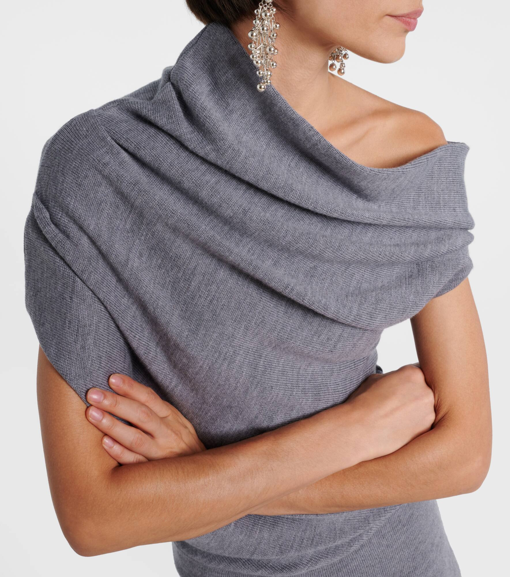 Mabel one-shoulder wool minidress - 4