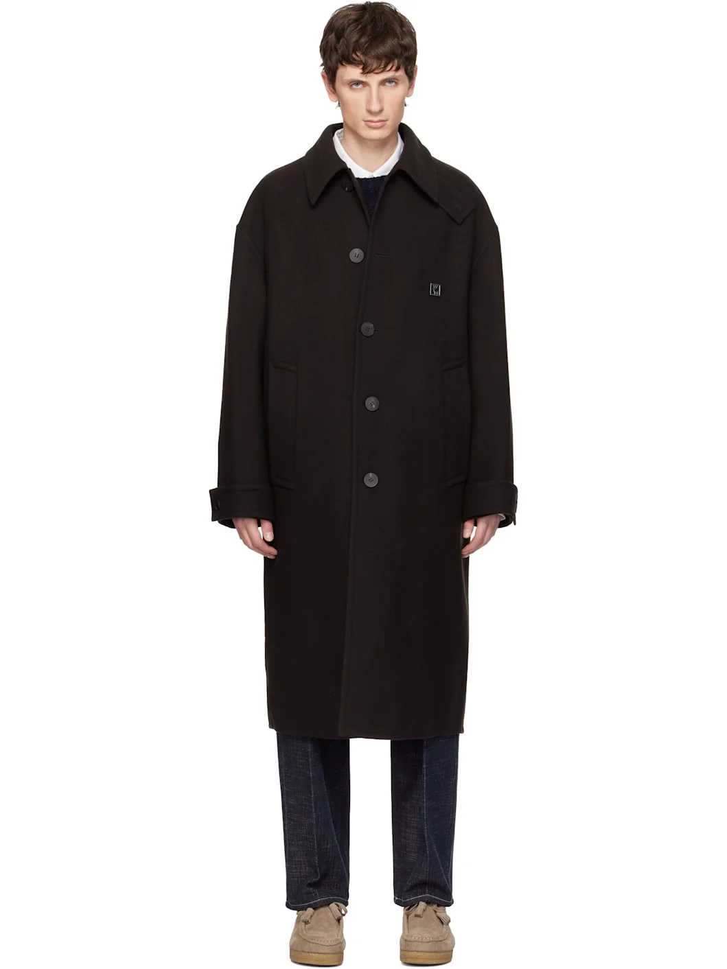 Brown Wool Blend Mac Coat - 1