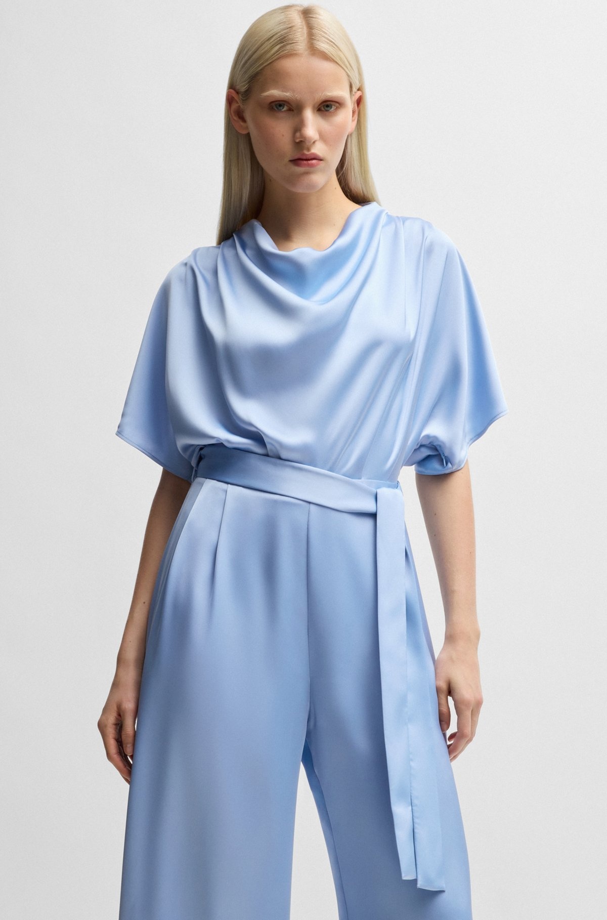 COWL-NECK REGULAR-FIT JUMPSUIT IN FLUENT SATIN - 6