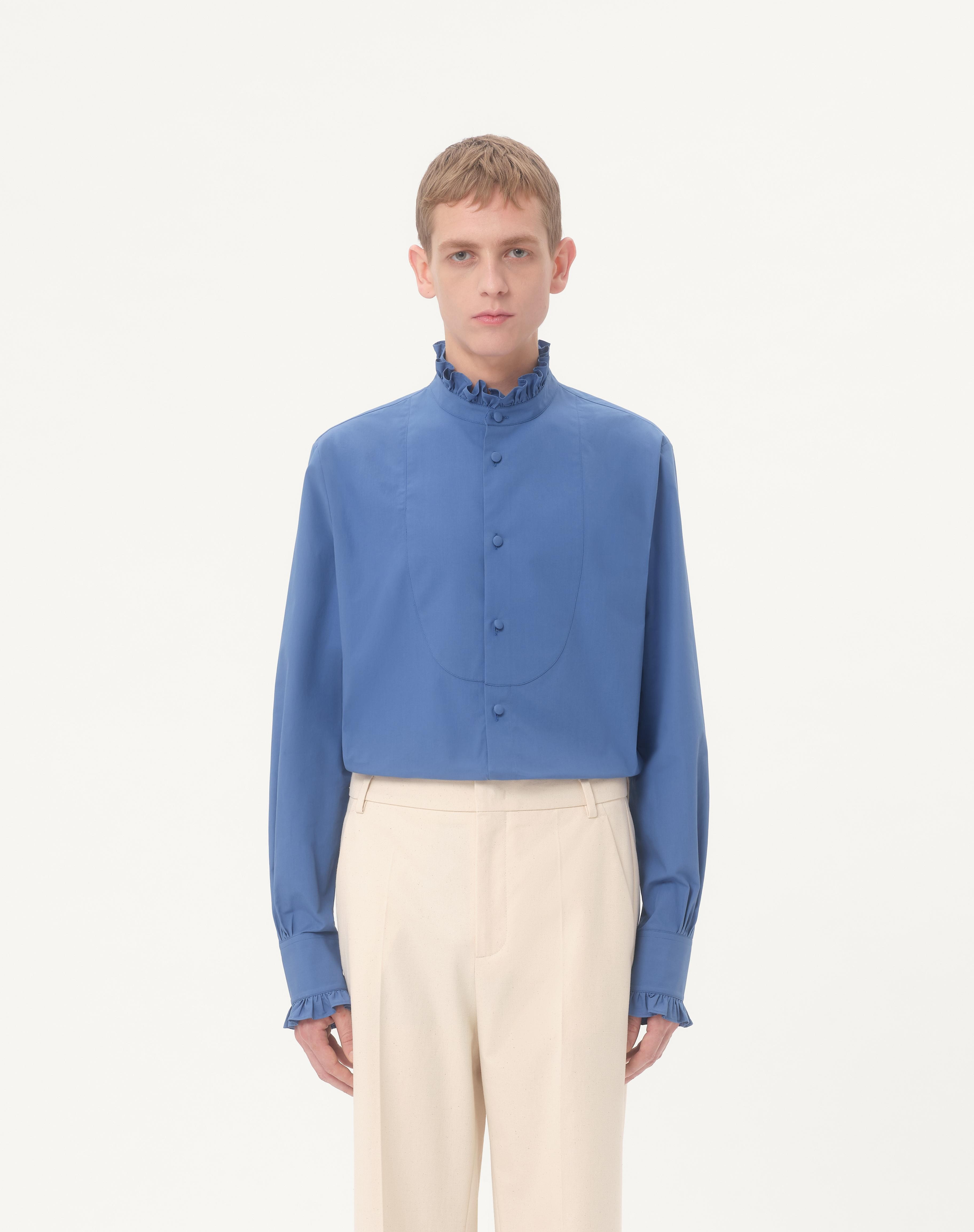 COTTON POPLIN SHIRT WITH PLASTRON AND RUFFLES - 5
