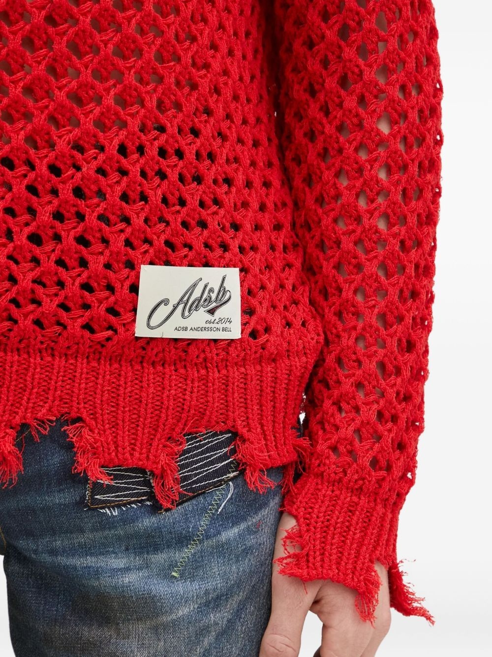 open-knit frayed sweater - 5