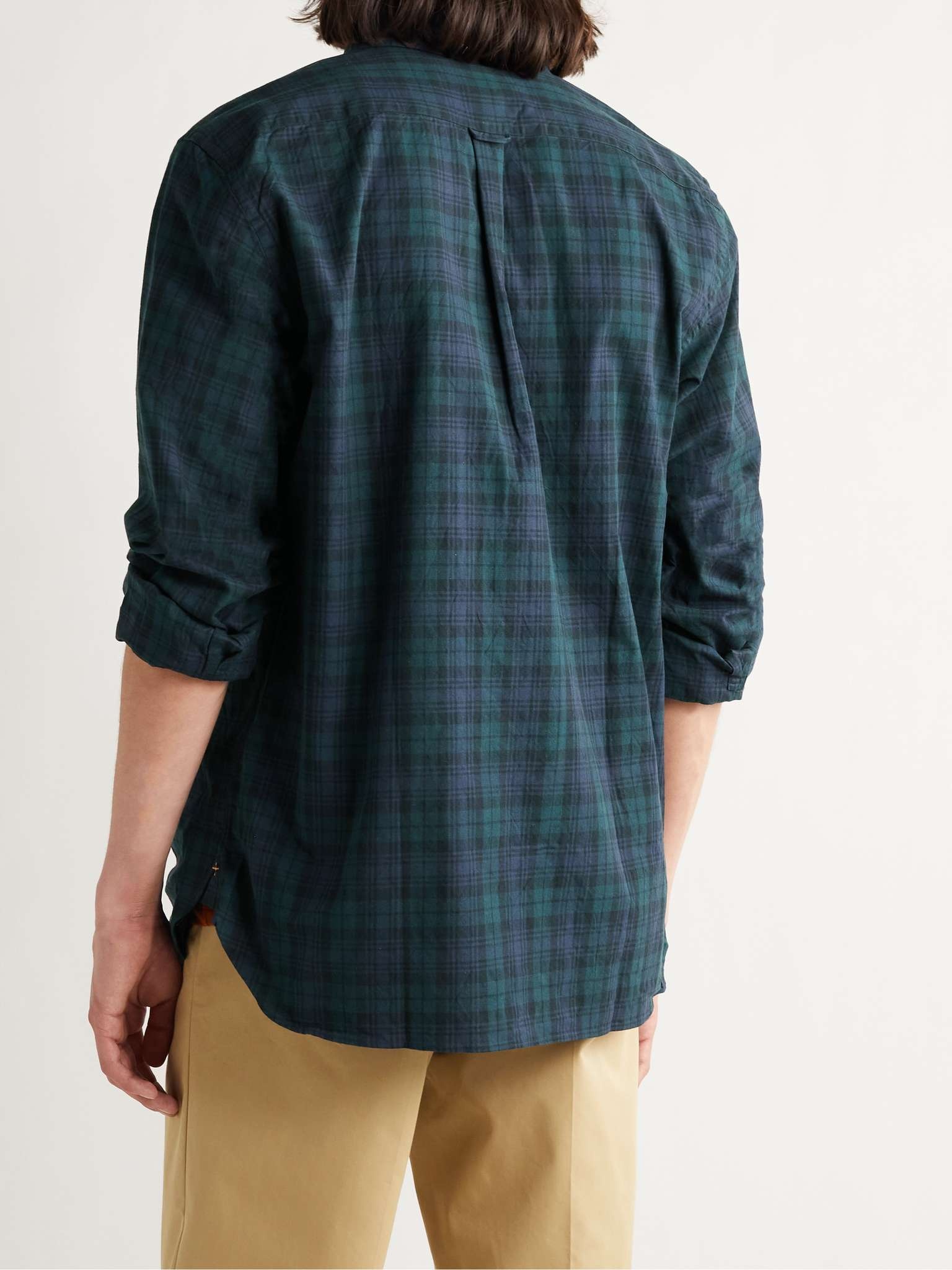 Button-Down Collar Checked Cotton Shirt - 4