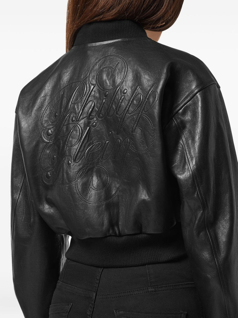 cropped leather bomber jacket 5