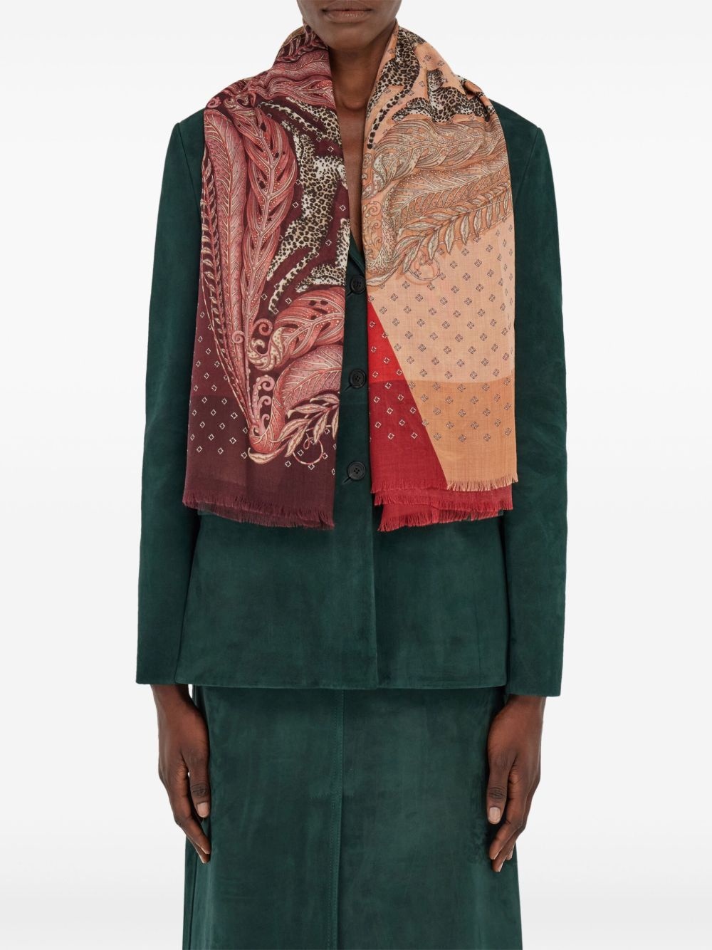 Madras-print cashmere scarf - 4