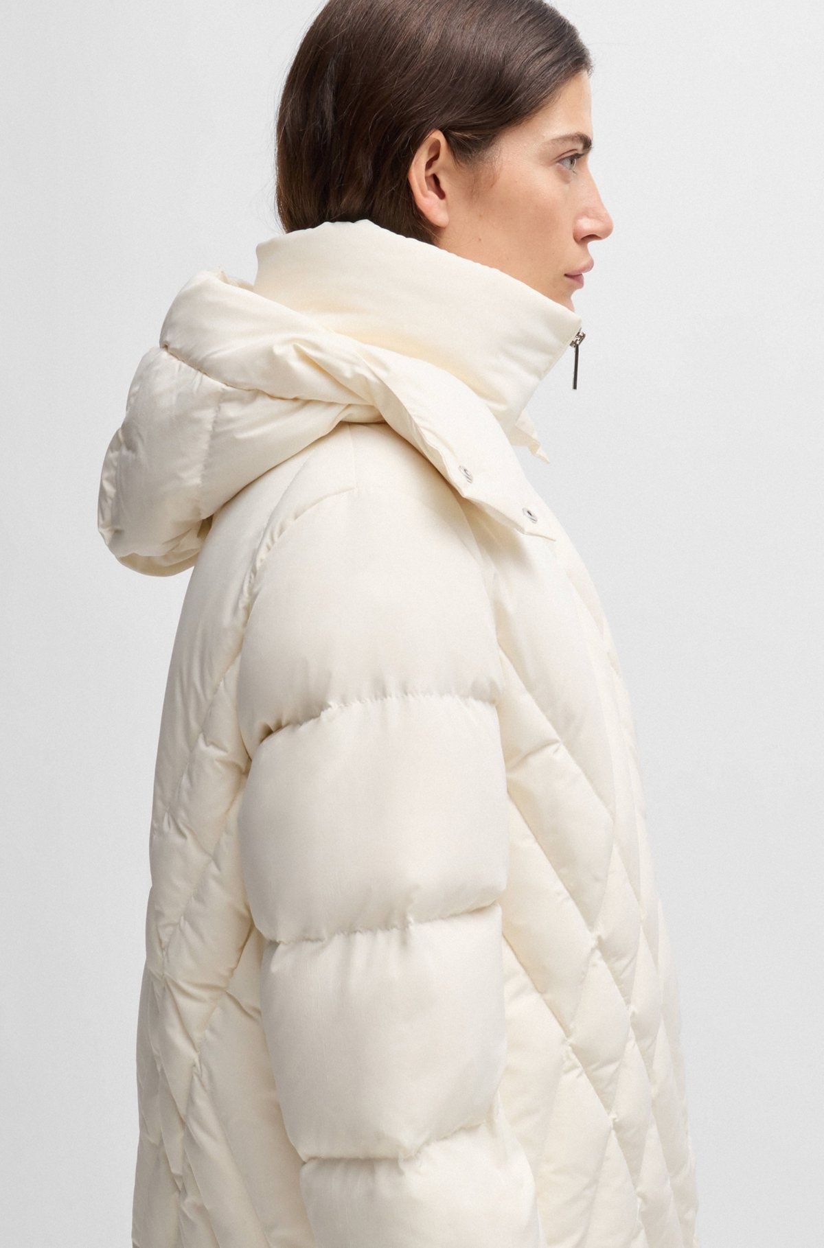 QUILTED DOWN COAT WITH ADJUSTABLE HOOD - 5