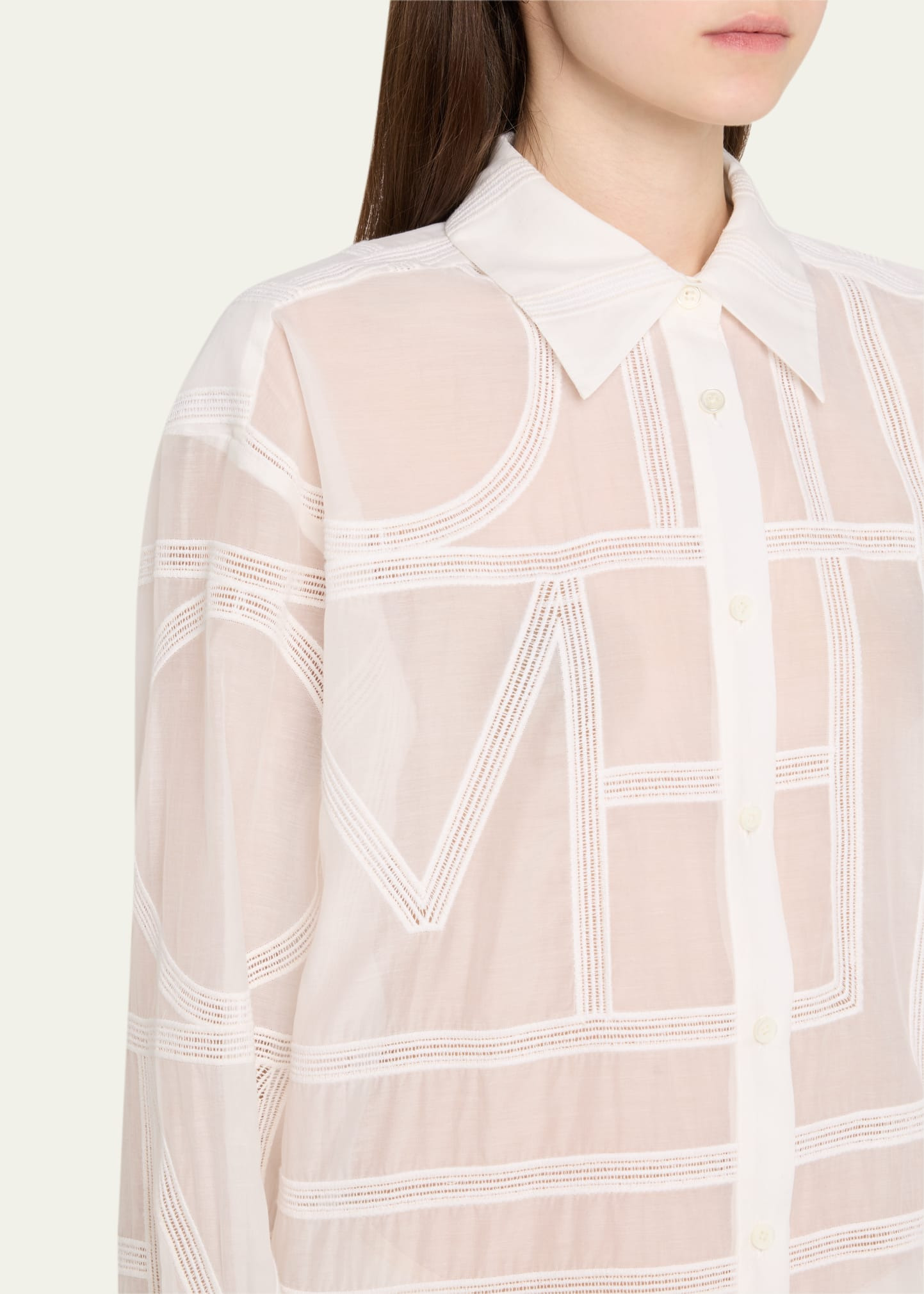 Monogram Crochet Embroidered Classic Shirt - 5