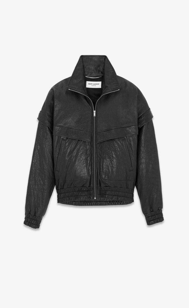 SAINT LAURENT saint laurent bomber jacket in grained lambskin outlook