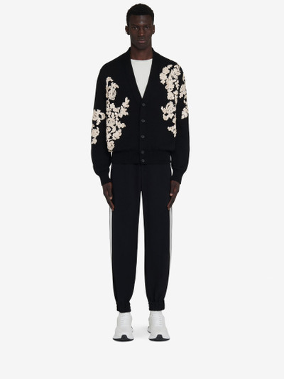 Alexander McQueen Men's Floral Embroidery Cardigan in Black/ivory outlook