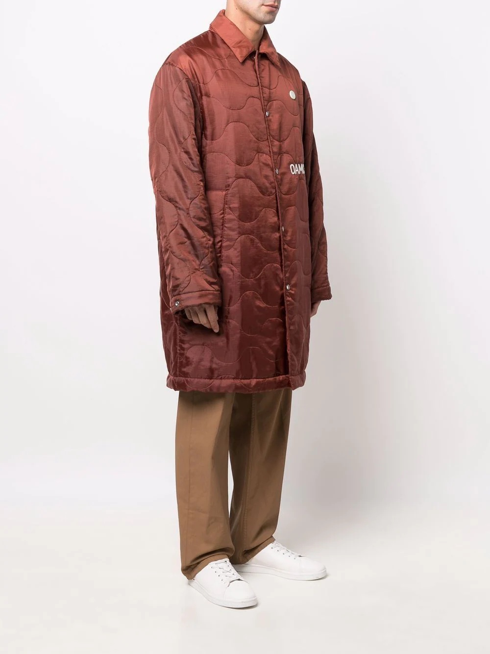 quilted logo-print coat - 3