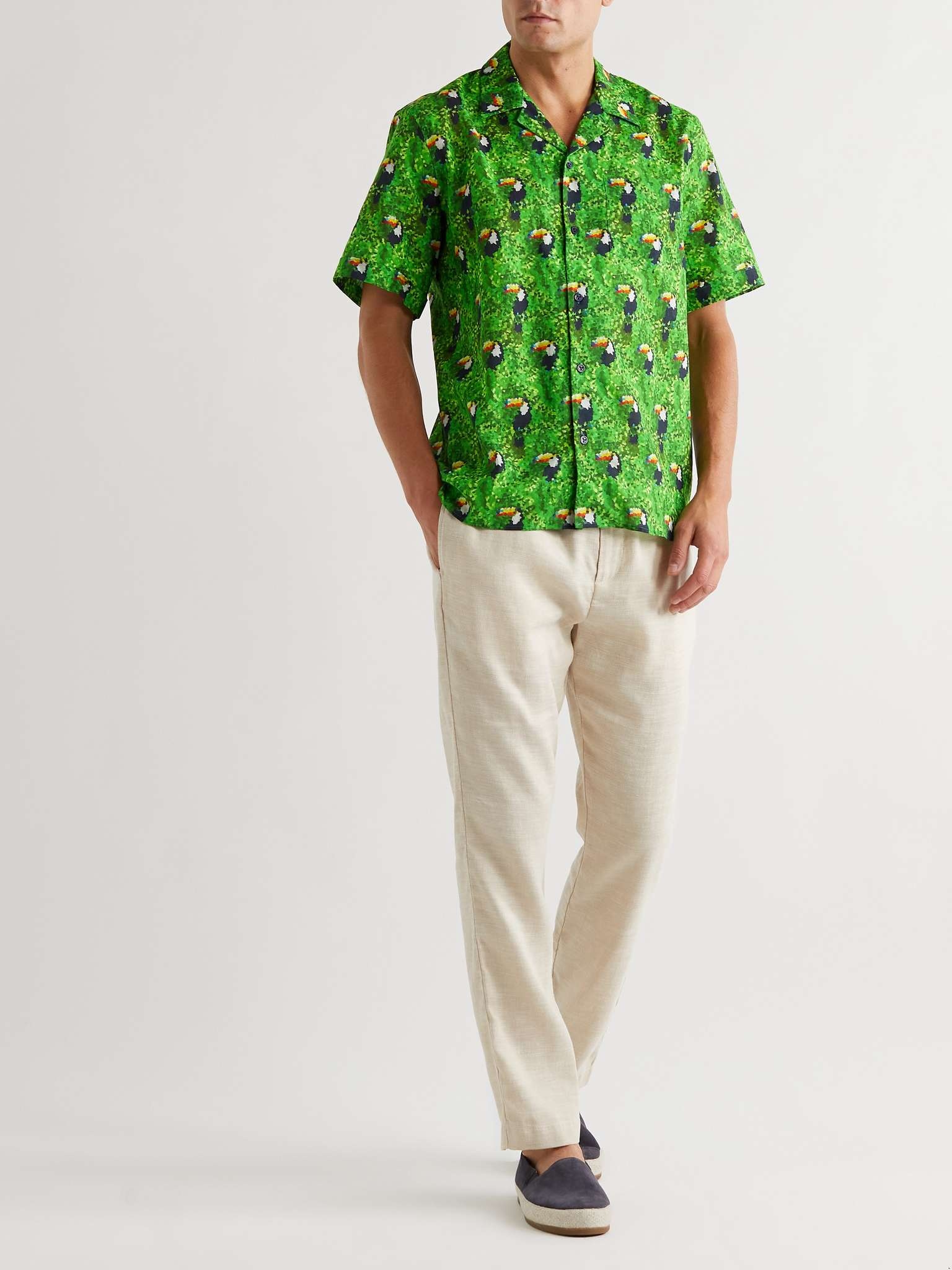 Charli Camp-Collar Printed Cotton and Linen-Blend Shirt - 2