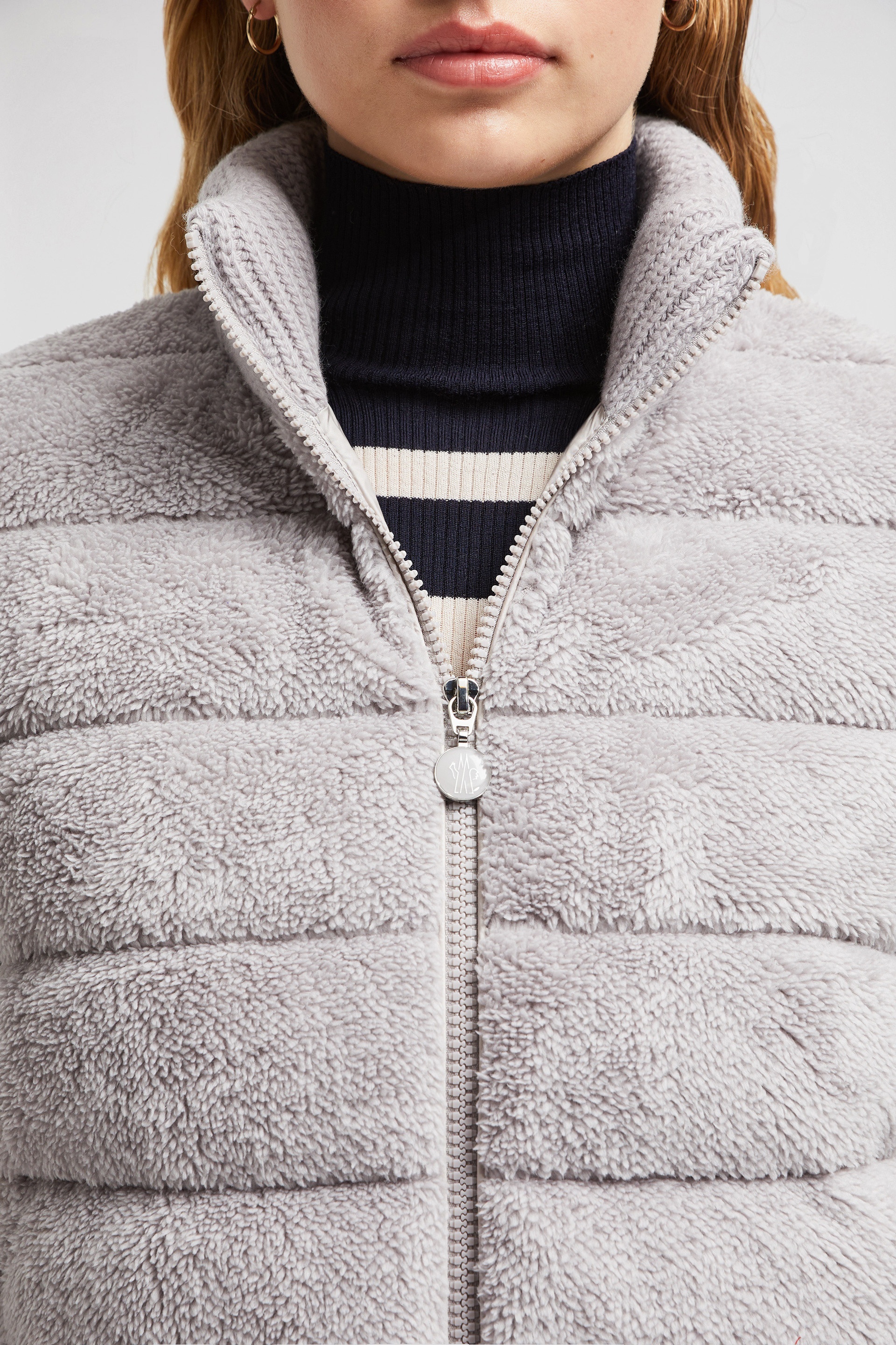 Moncler Padded Wool & Teddy Zip-Up Cardigan | REVERSIBLE