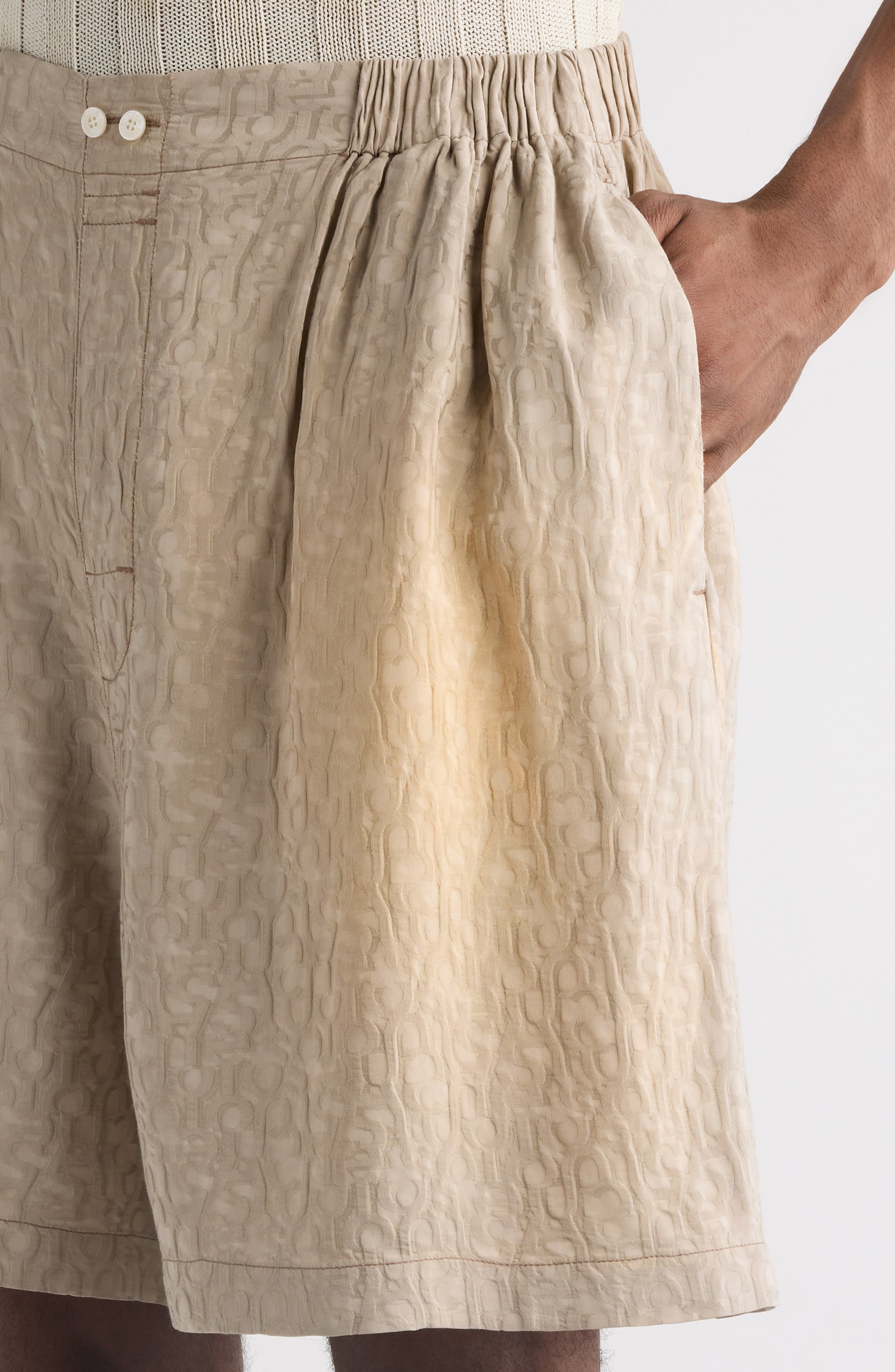 Acne Studios Jacquard Relaxed Wide Leg Shorts in Warm Grey at Nordstrom - 5