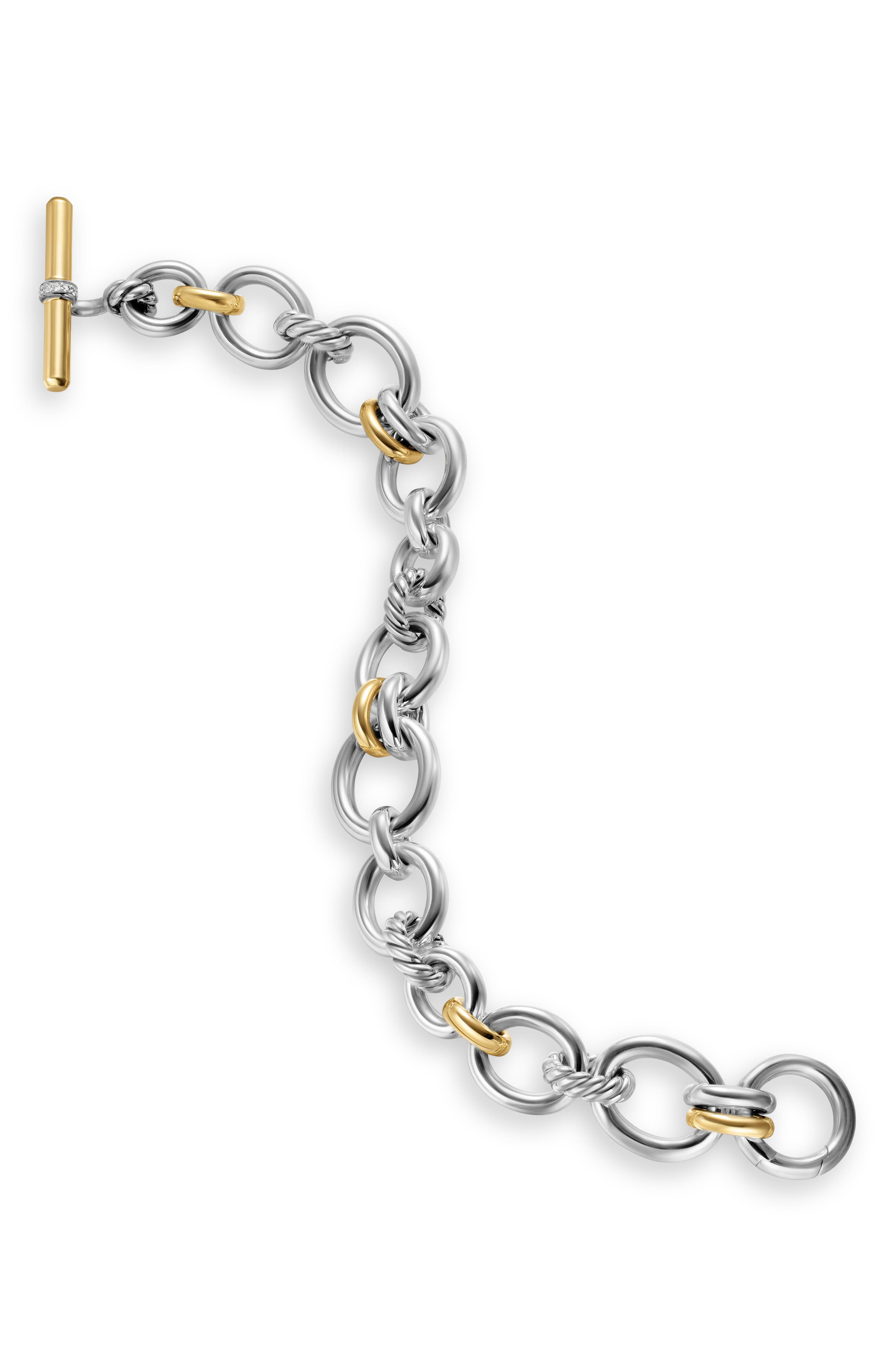 David Yurman Mercer® Chain Bracelet in Sterling Silver with 18K Yellow Gold & Diamonds, 8mm in Diamo - 4