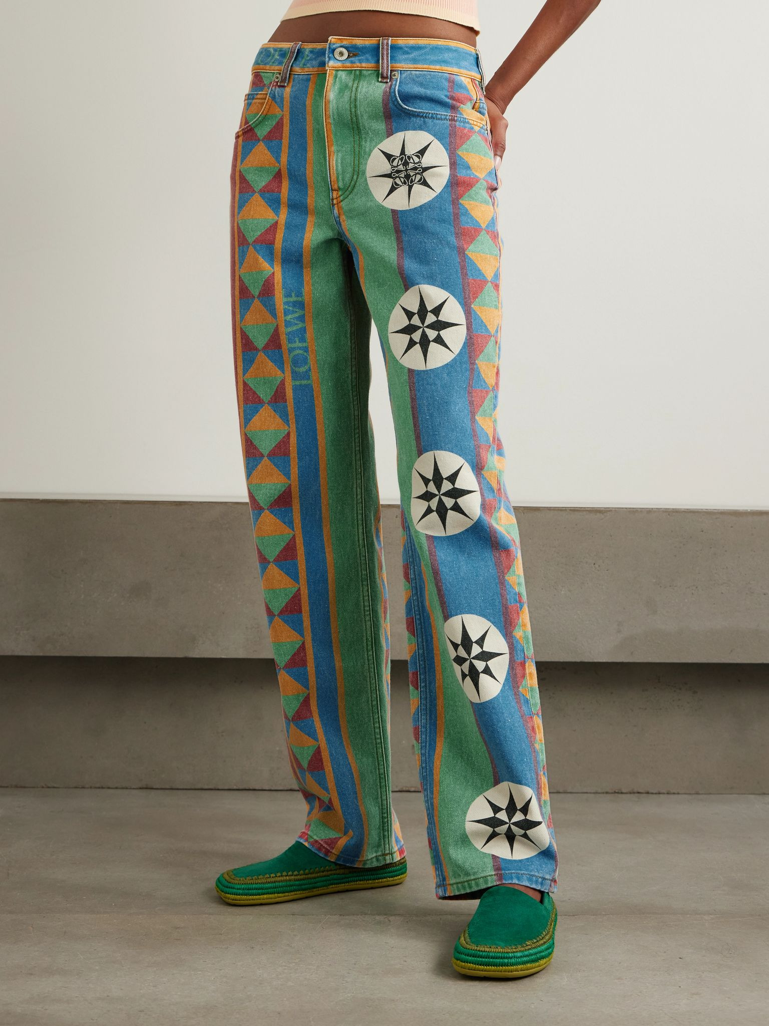 + Paula's Ibiza printed mid-rise straight-leg jeans Green - 3