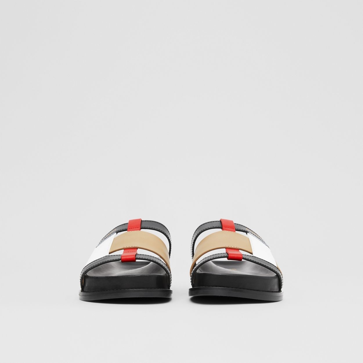 Colour Block Leather Slides - 5