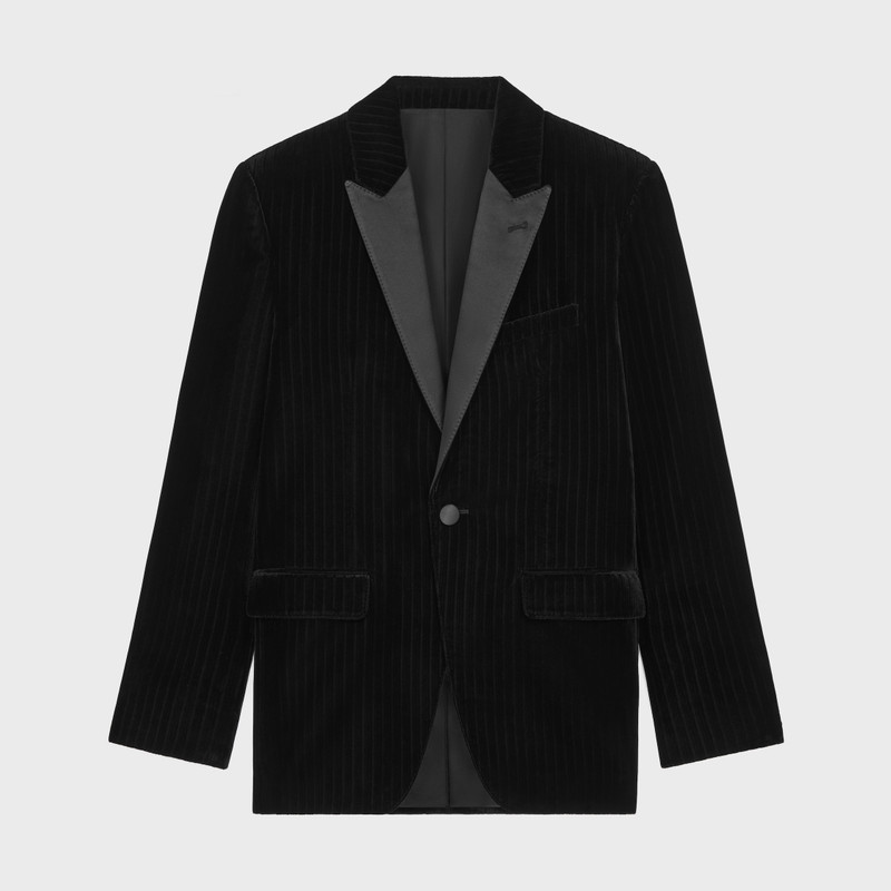 classic tux jacket in striped velvet 1