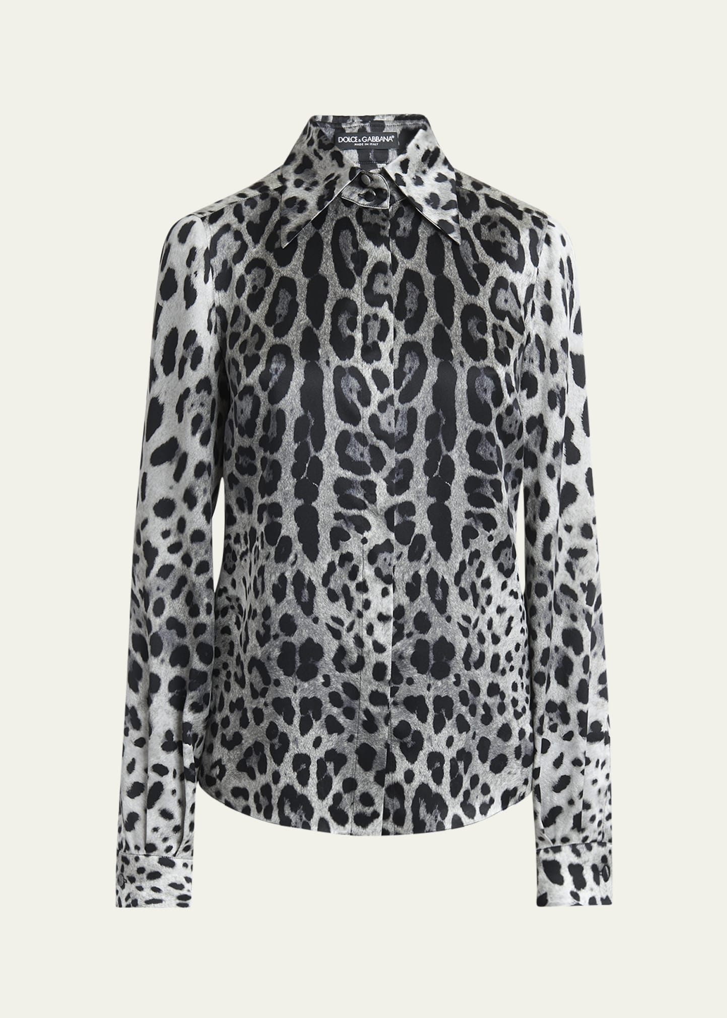 Animal Print Button Down Blouse - 1