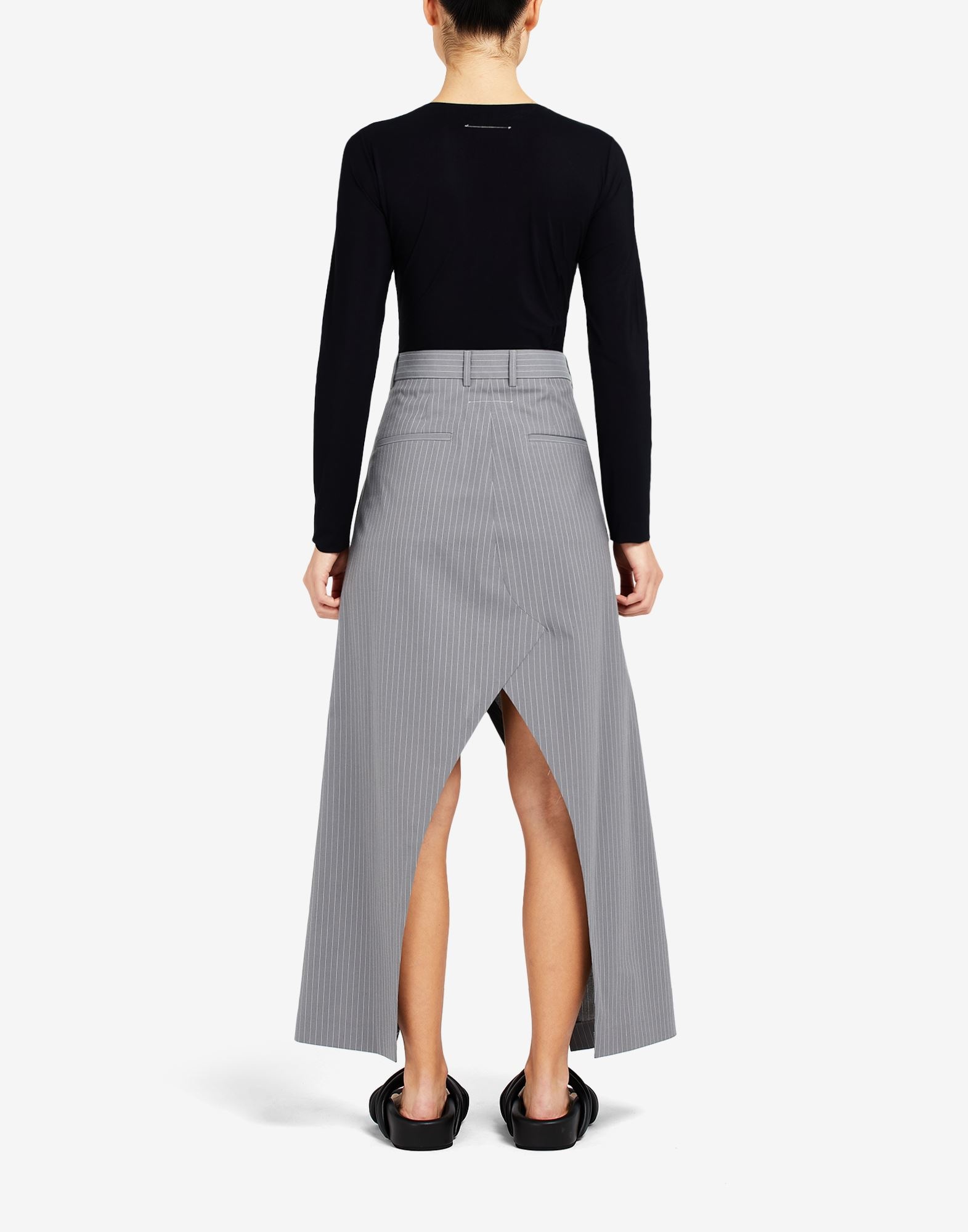 Asymmetrical pinstripe skirt - 4