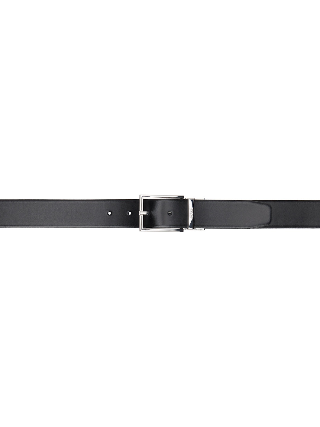 Black Italian Leather Reversible Belt - 1