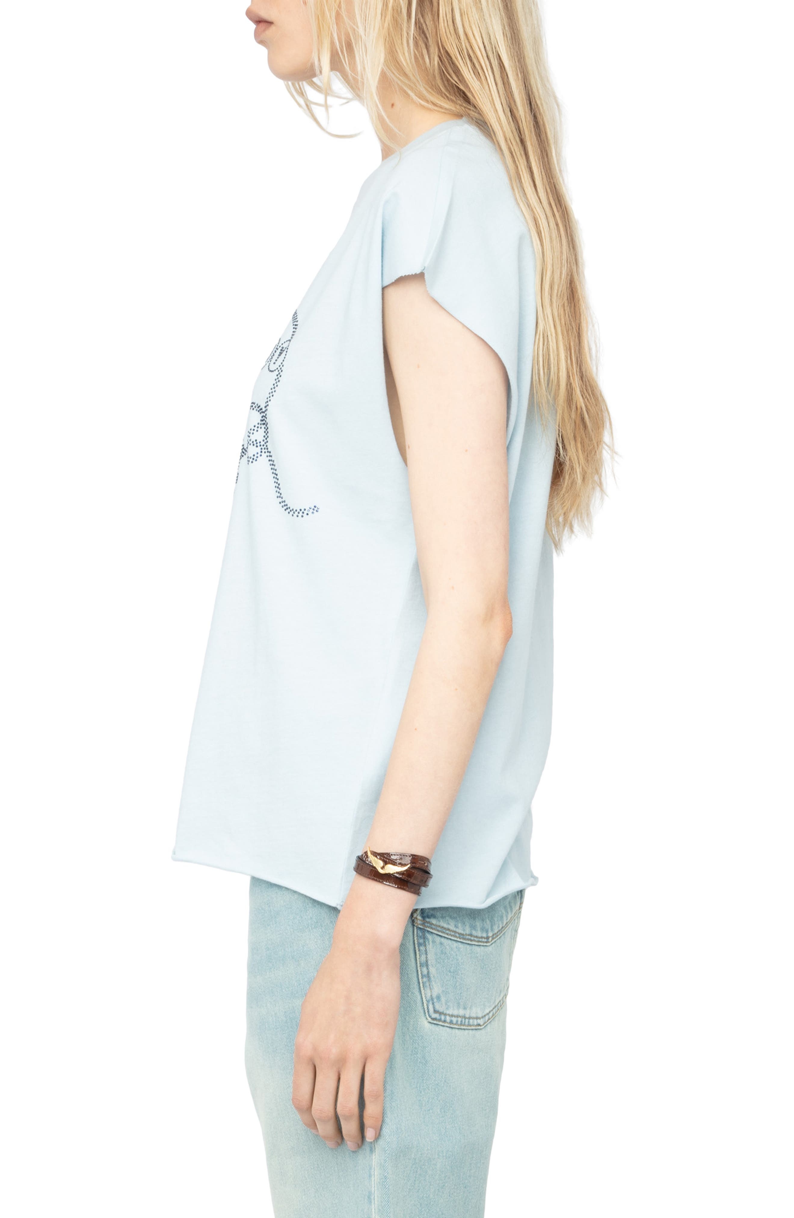 Zadig & Voltaire Somebody Loves Me Rhinestone Cotton Graphic T-Shirt in Cloud at Nordstrom - 3