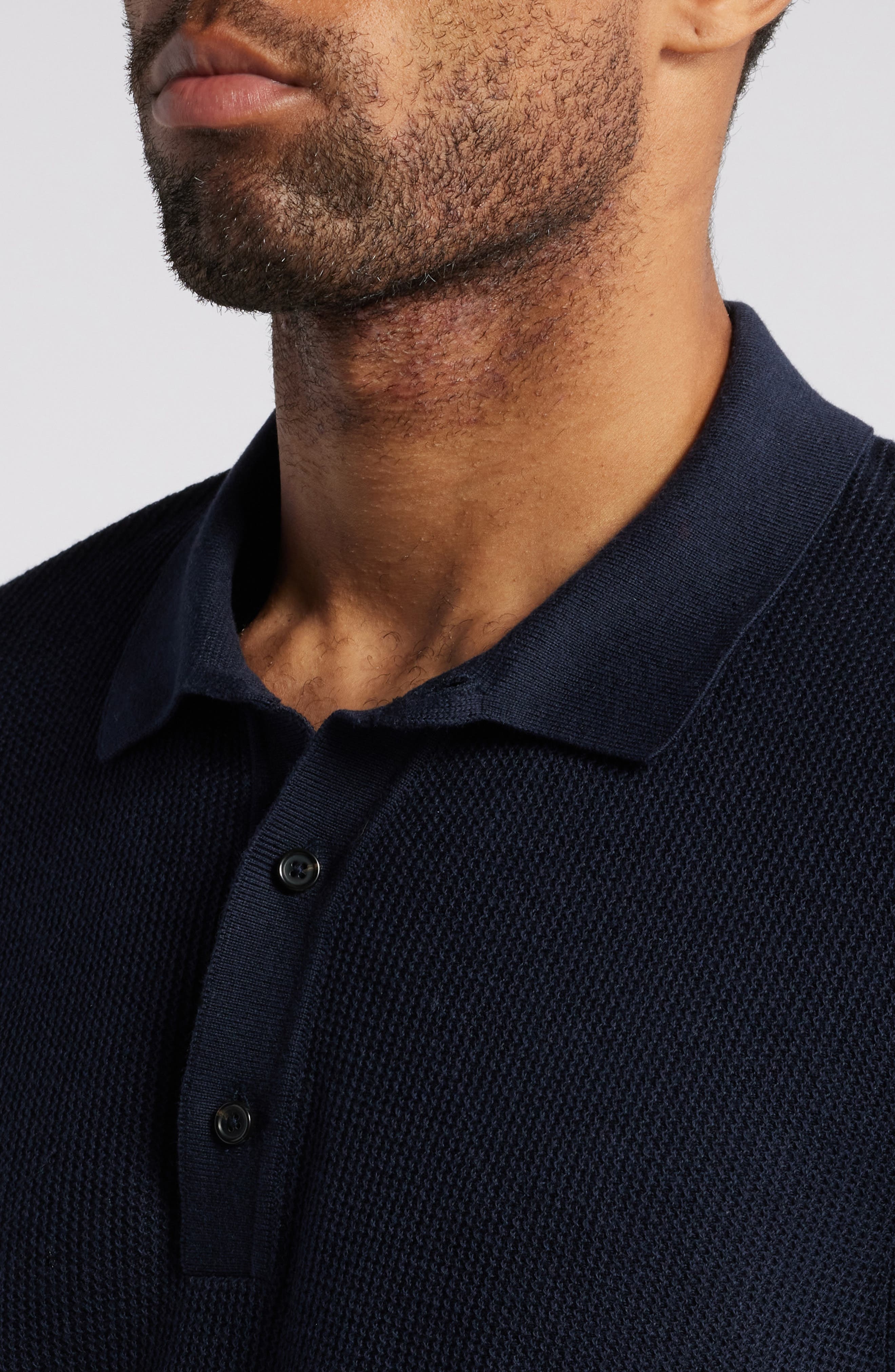 BOSS Daremo Cotton Blend Polo Sweater in Dark Blue at Nordstrom - 4
