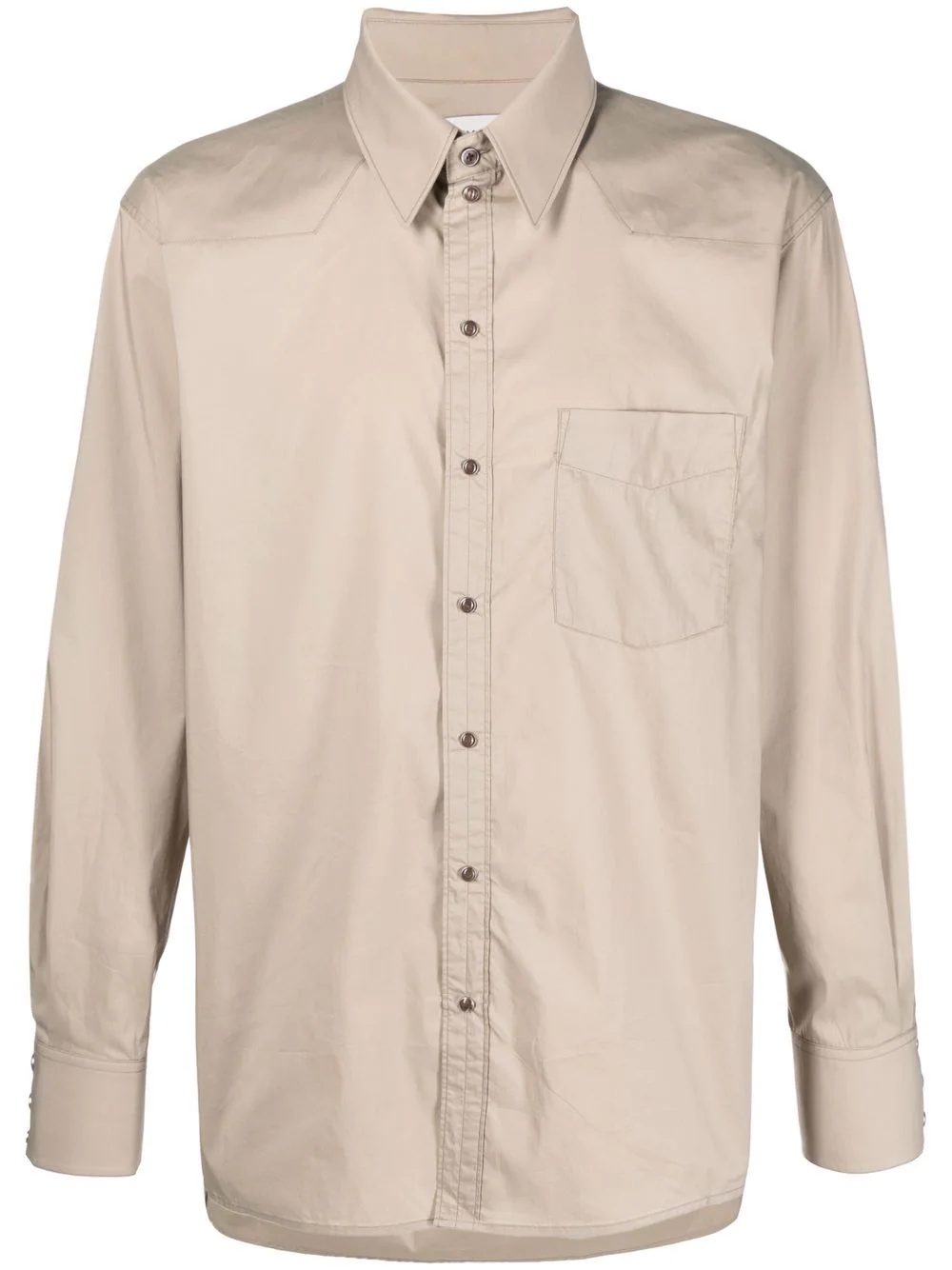 chest-pocket collared long-sleeve shirt - 1