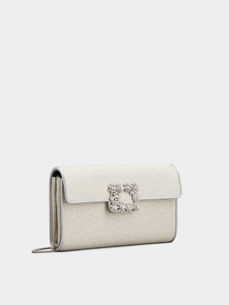 Flower Strass Piping Buckle Clutch Bag in Fabric 3