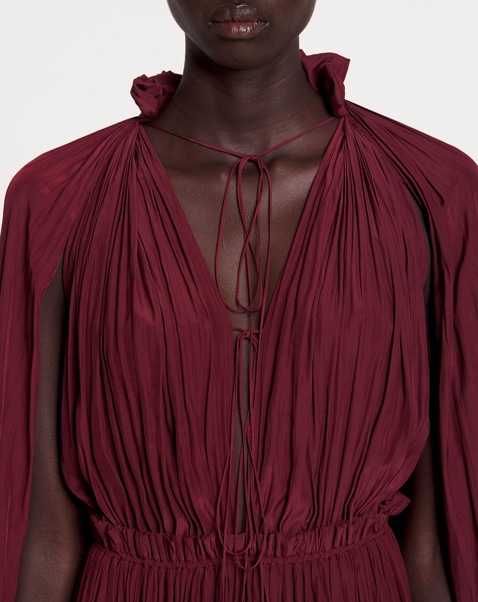 LONG RUFFLE DRESS IN CHARMEUSE - 4