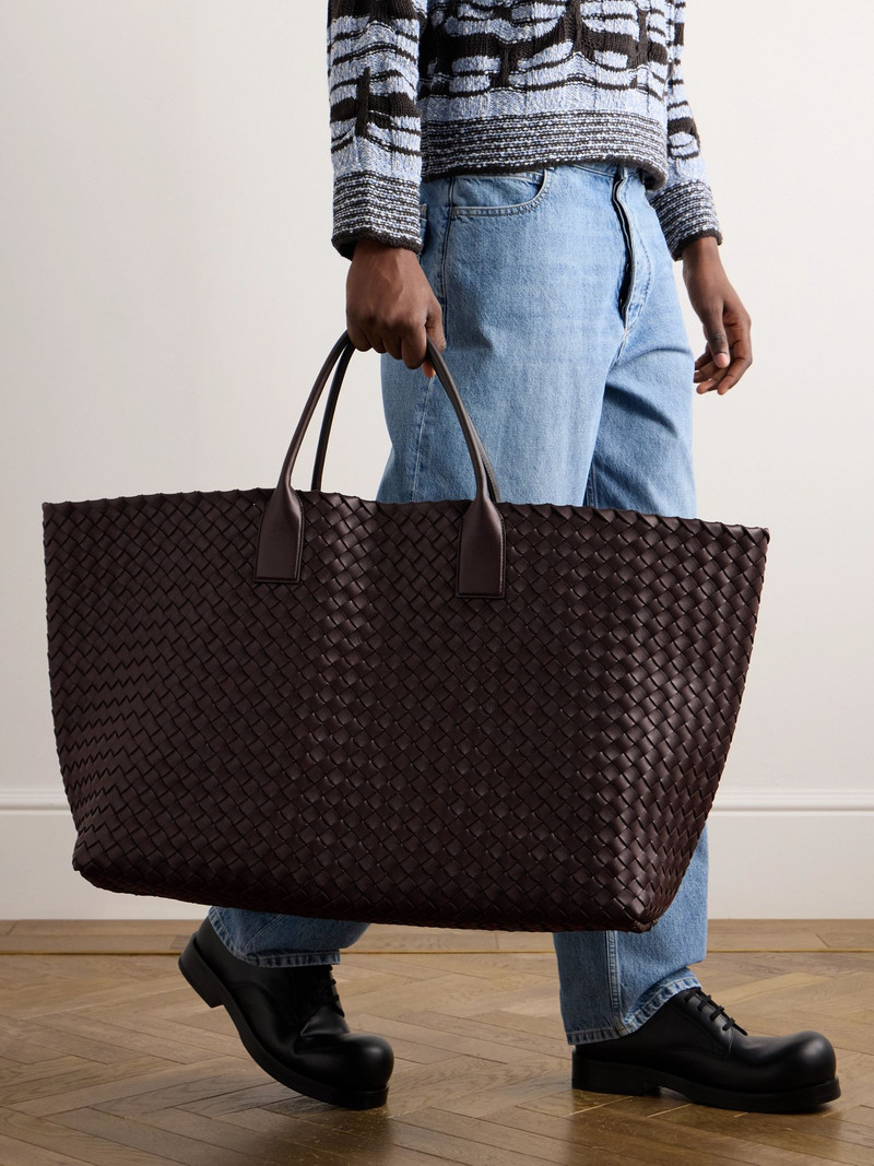 Bottega Veneta Intrecciato Cabat Large Leather Tote Bag Brown outlook