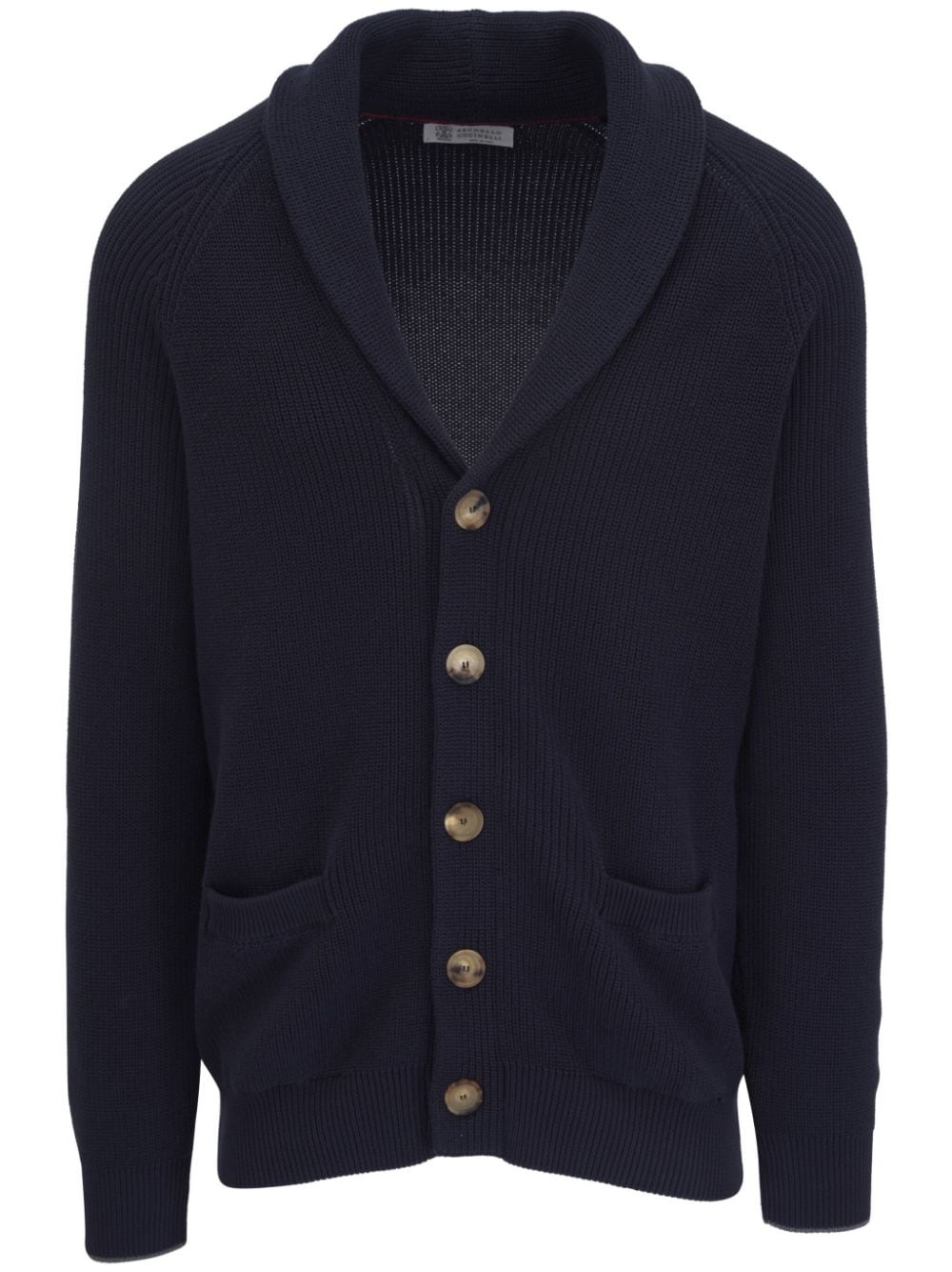 shawl-collar cotton cardigan - 1