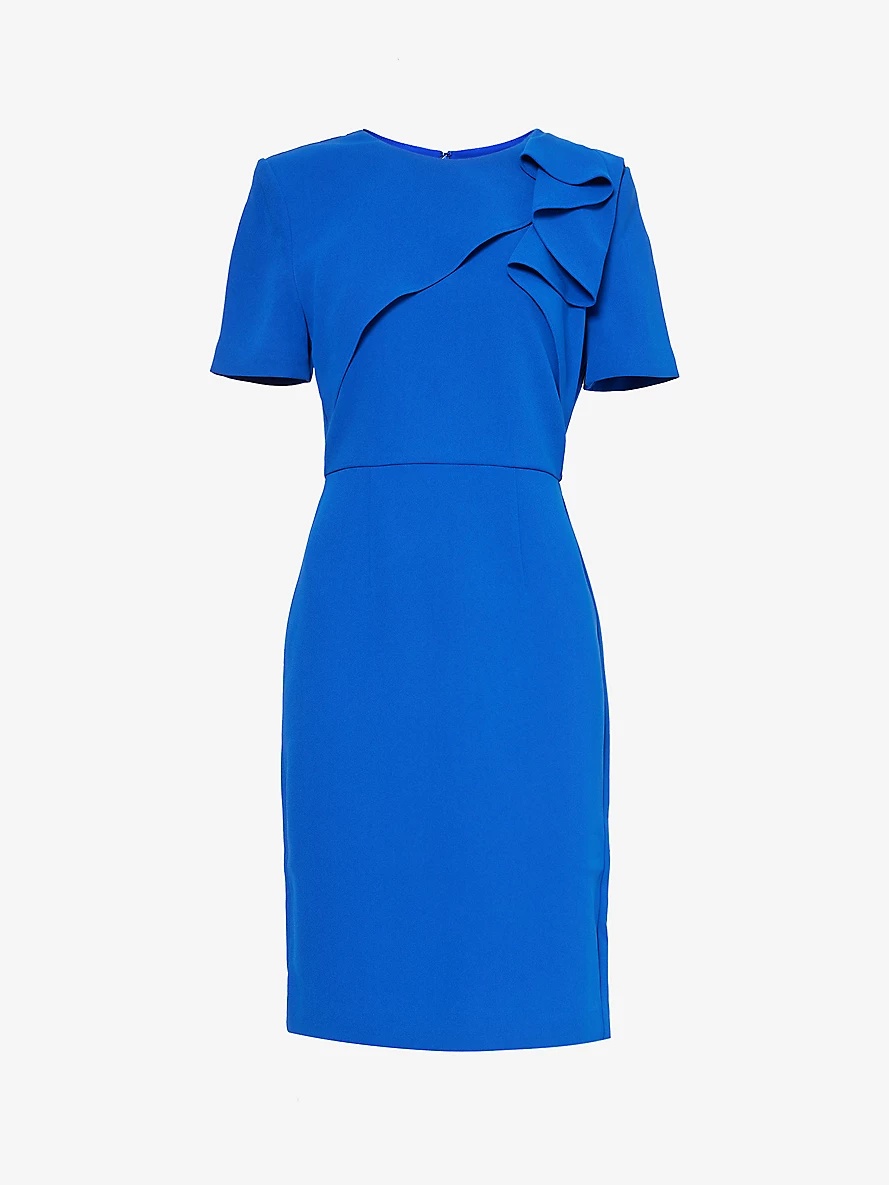 Slim-fit round-neck woven midi dress - 1