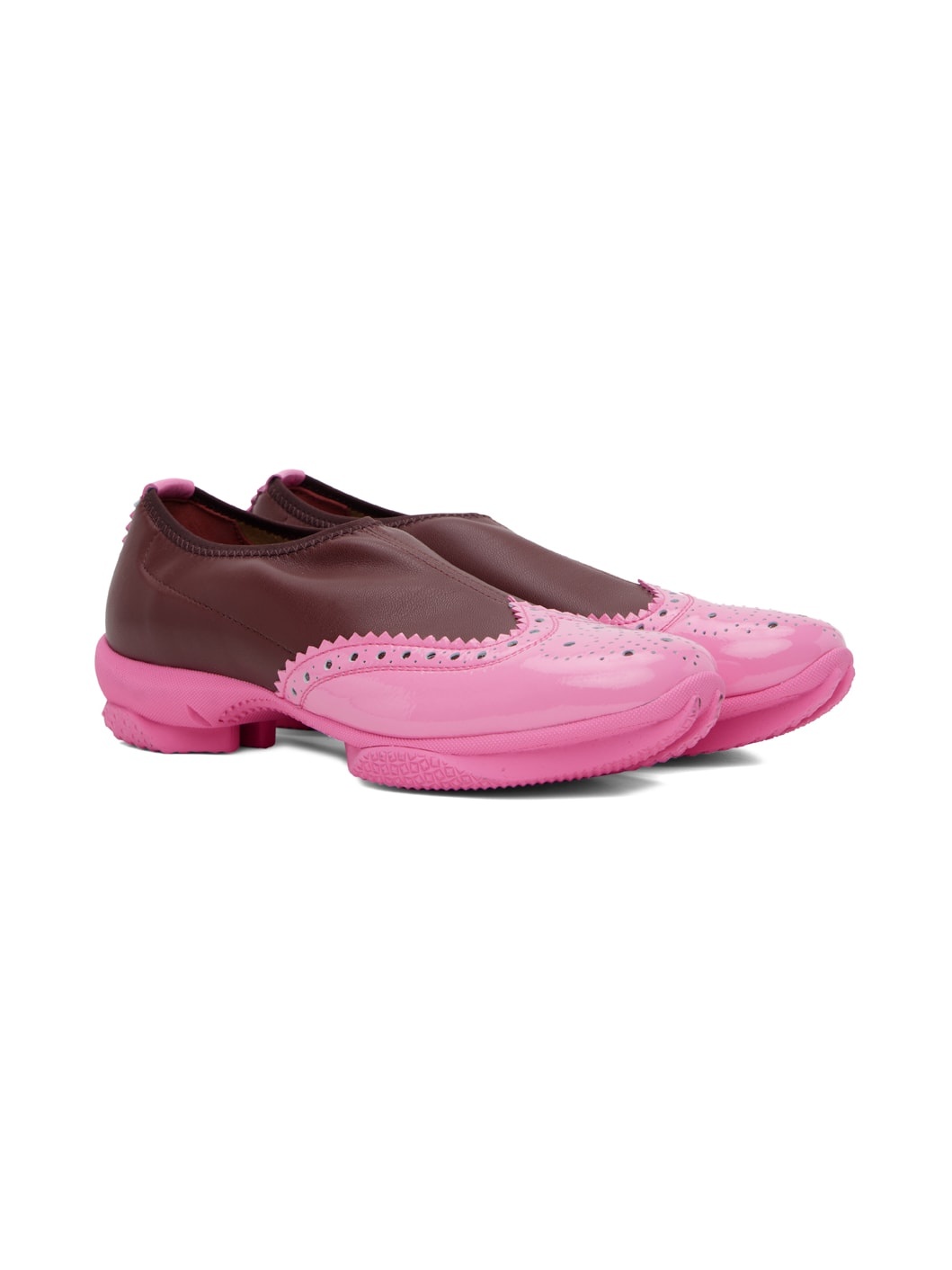 Burgundy & Pink Sonia Slip On Brogues - 4