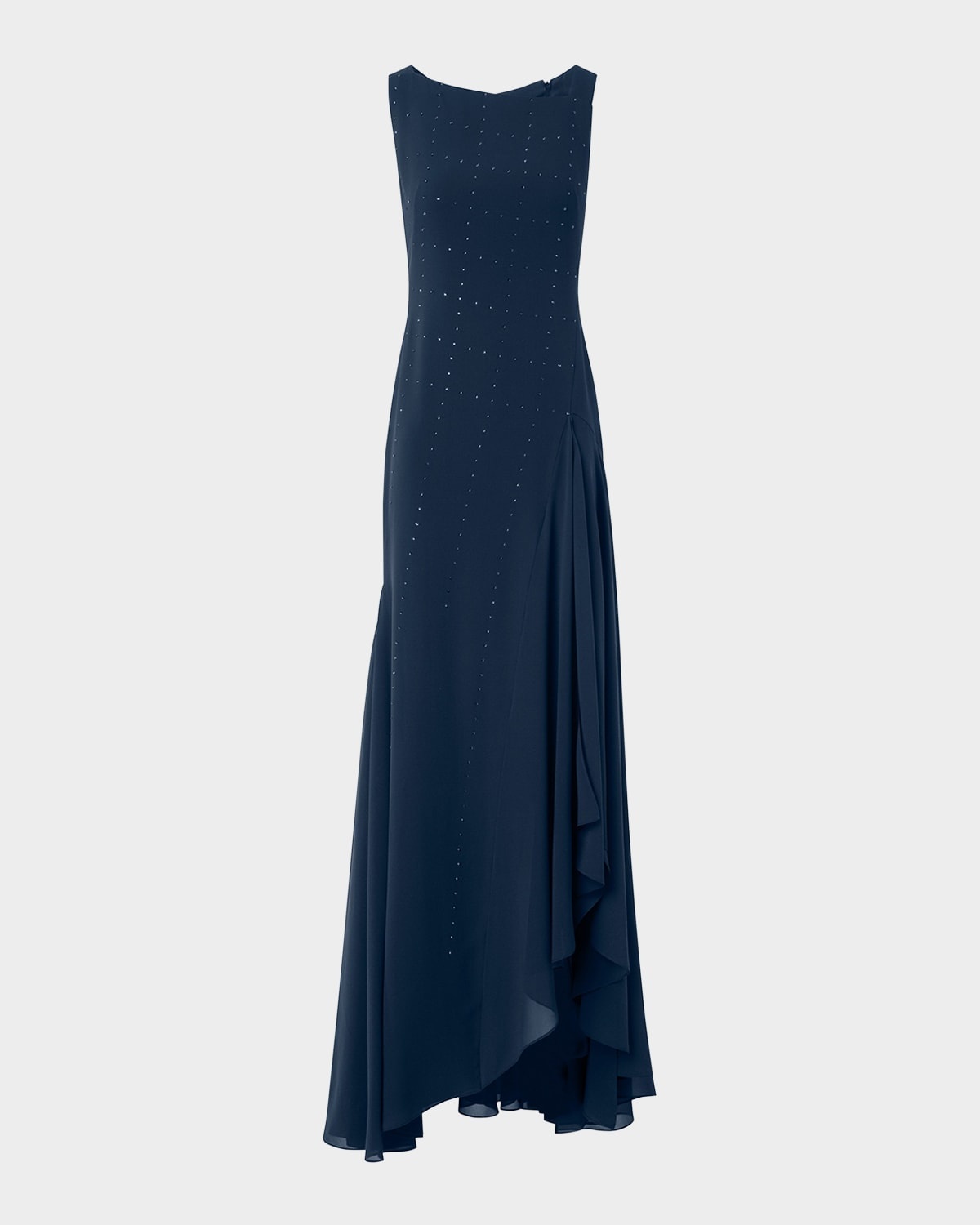Studded Sleeveless Asymmetric Flared Maxi Dress - 1