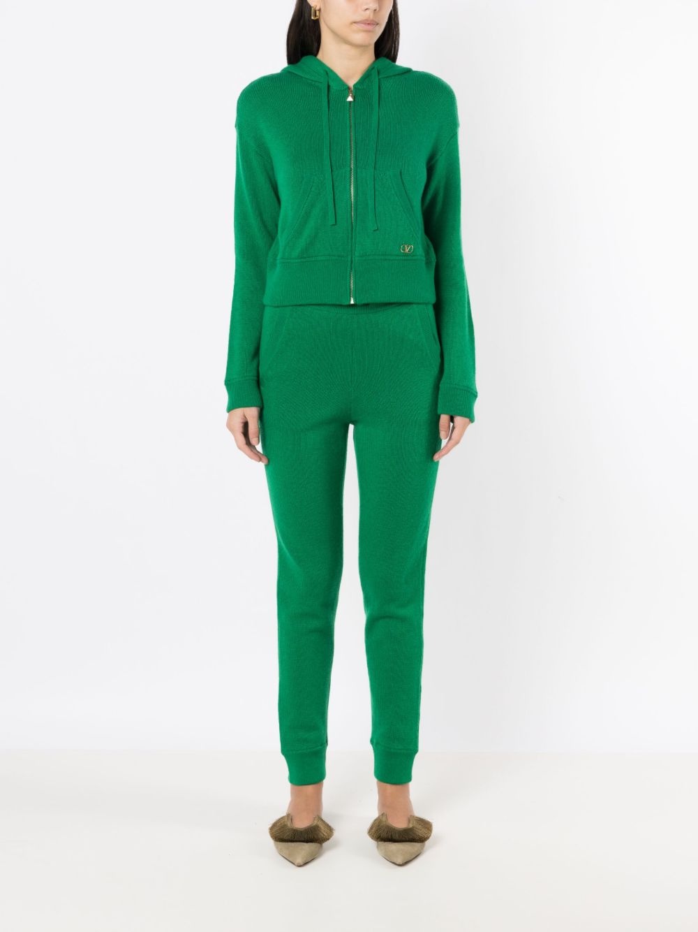 logo-plaque cashmere hoodie - 2