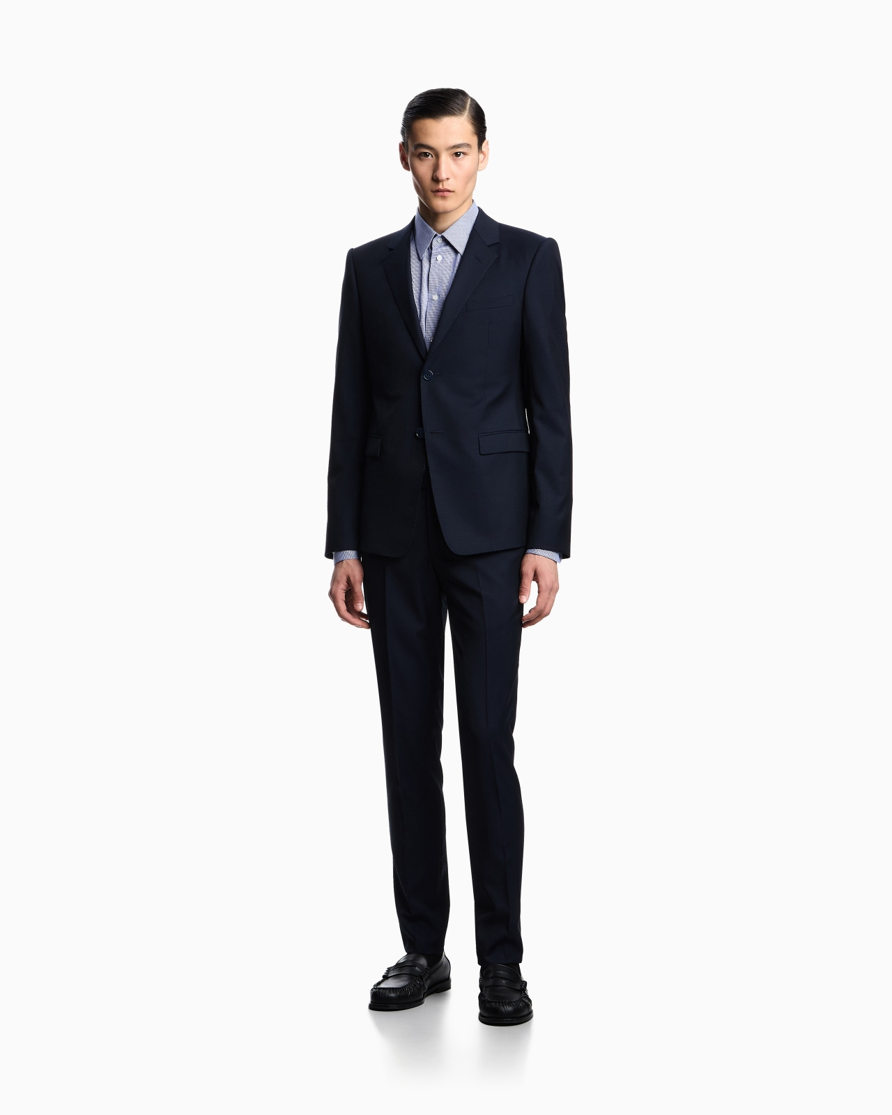 SLIM-FIT SINGLE-BREASTED SUIT IN MONOCHROMATIC MICRO-JACQUARD LIGHT WOOL - 2