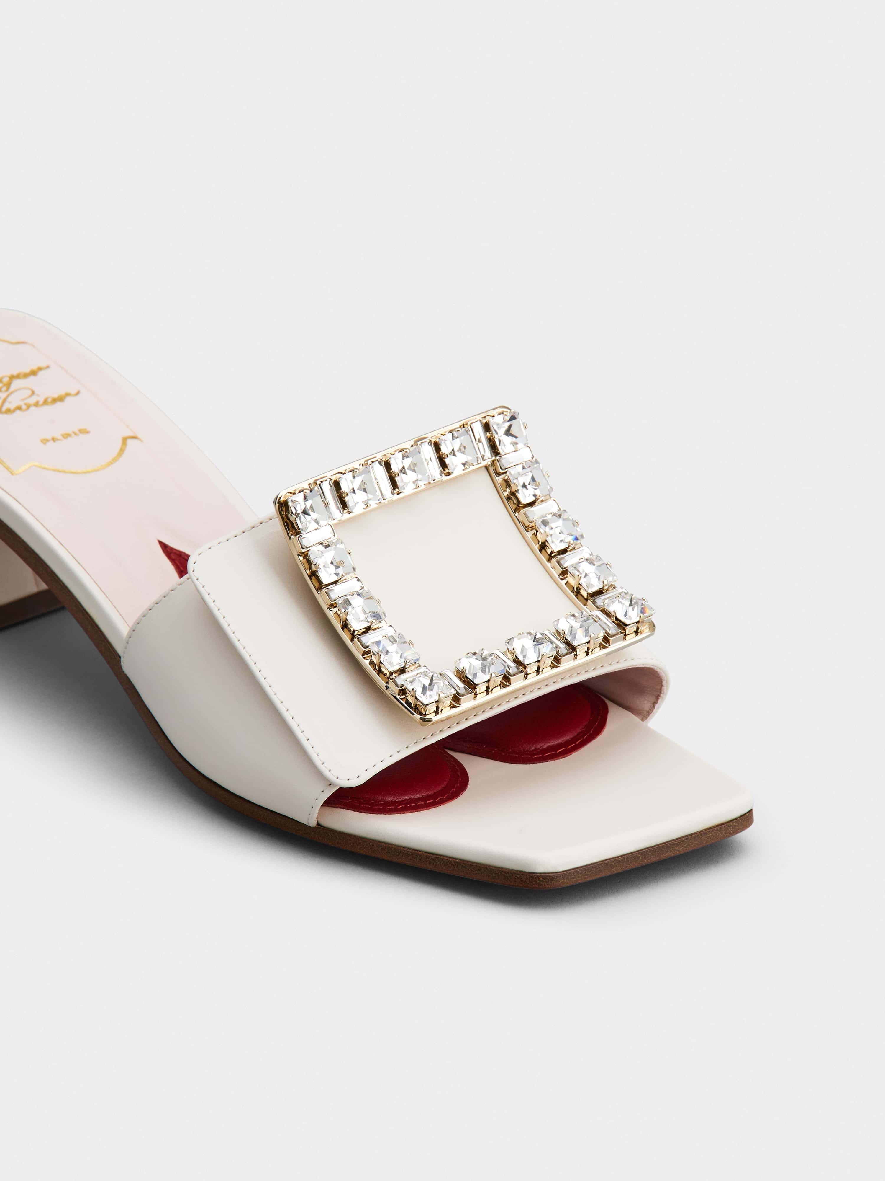 Love Rhinestone Buckle Mules in Leather - 3