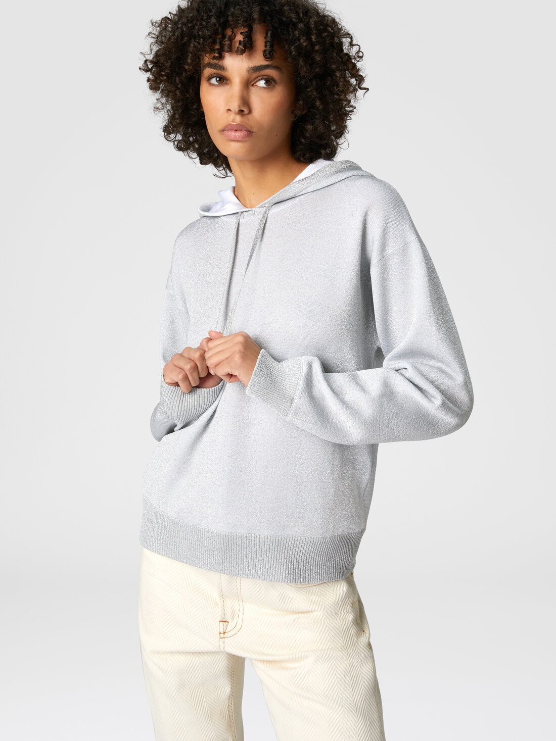 Lamé viscose hooded sweatshirt - 4