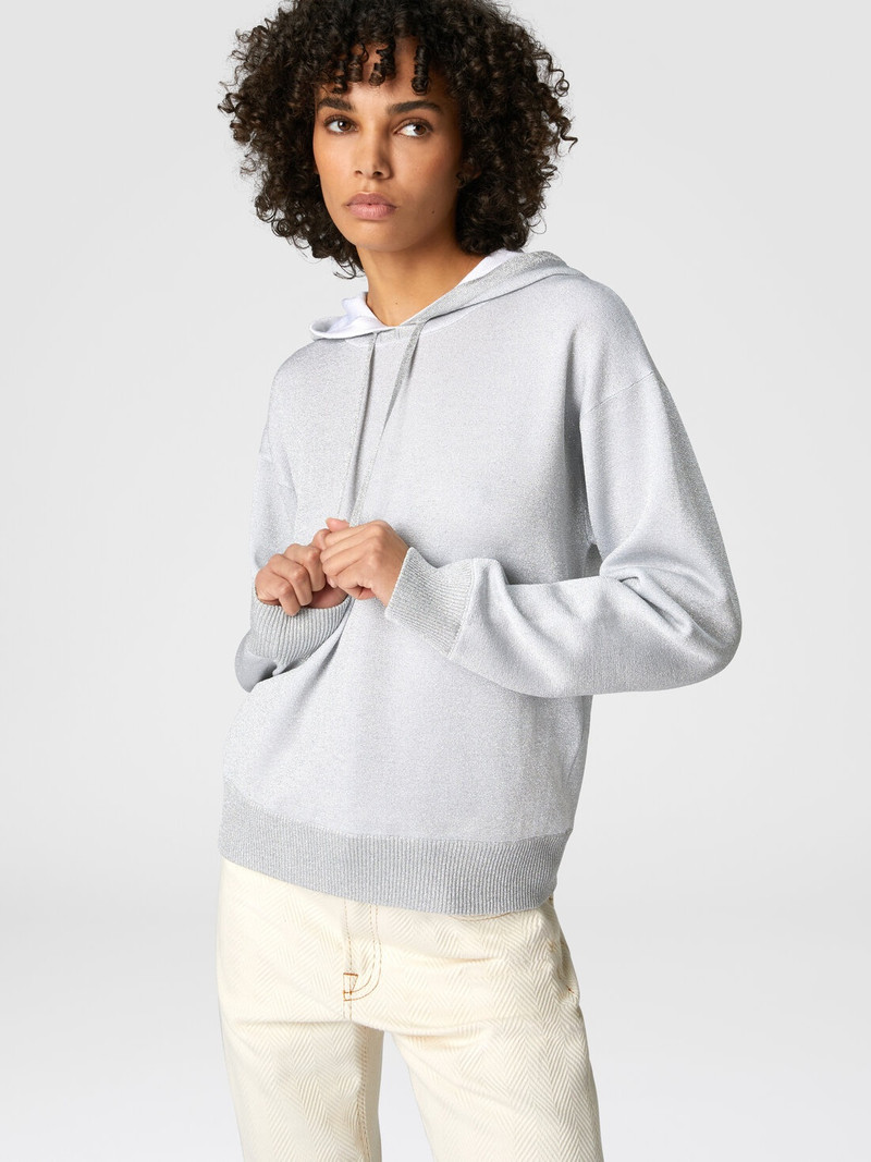 Lamé viscose hooded sweatshirt 4