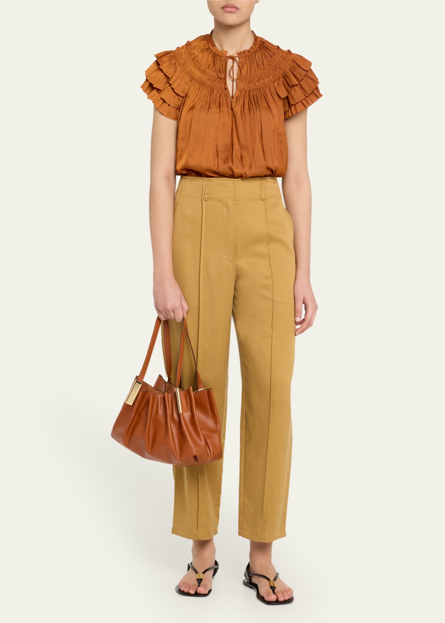Isadora Mini Ruched Leather Tote Bag - 6