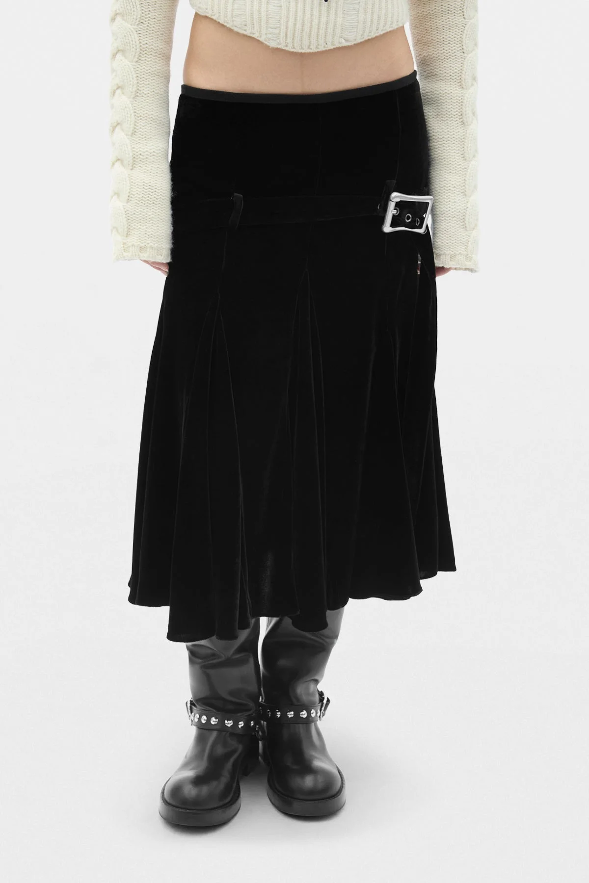 Helma Knee Lenght Handkerchief Skirt With Belt - 1