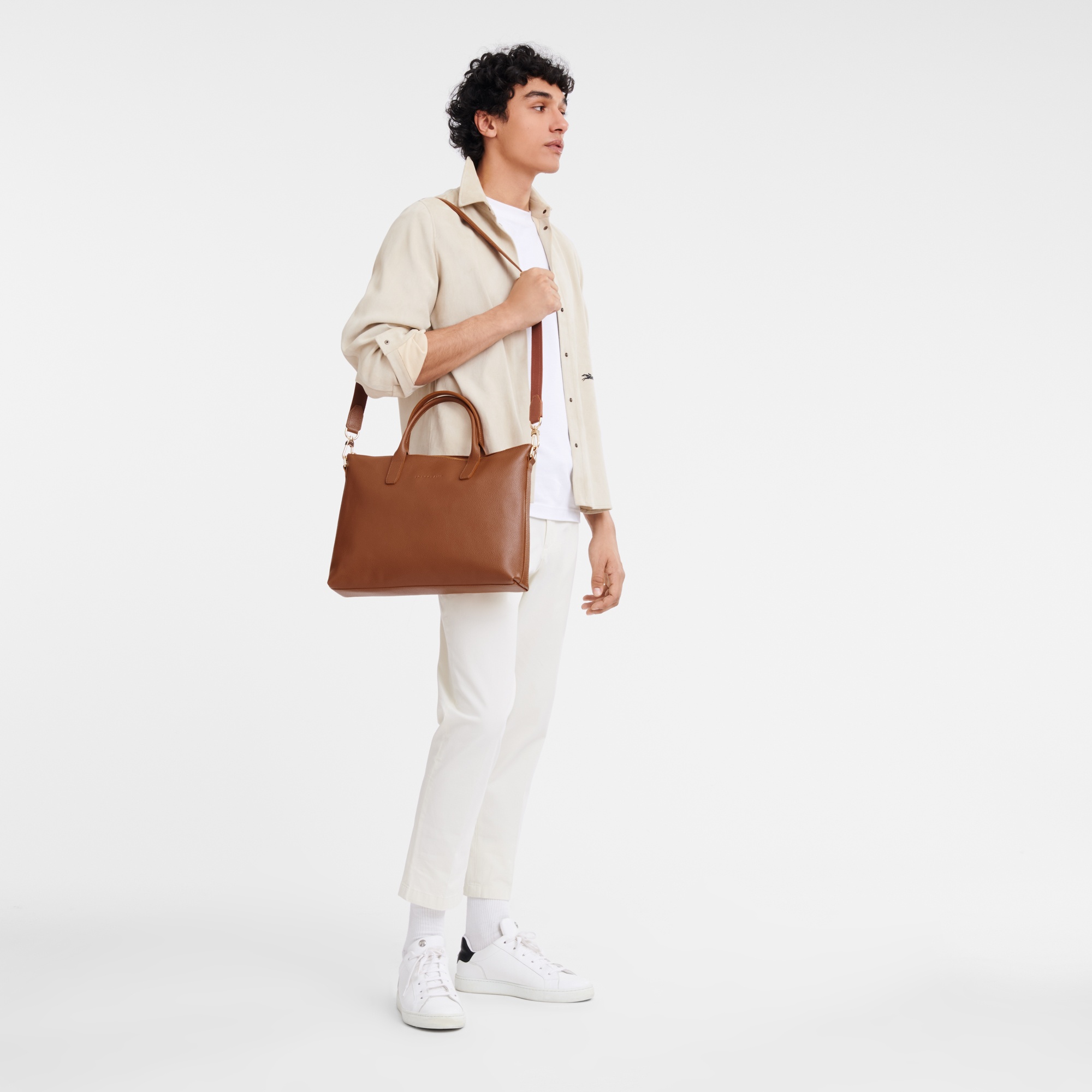 Le Foulonné S Briefcase Caramel - Leather - 2