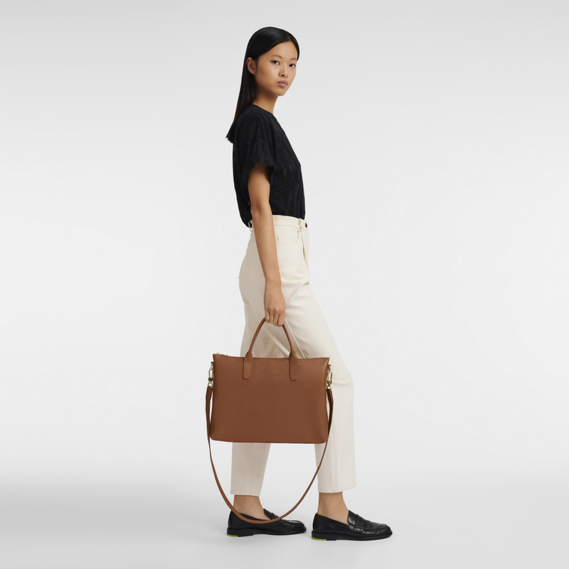 Longchamp Le Foulonné S Briefcase Caramel - Leather outlook