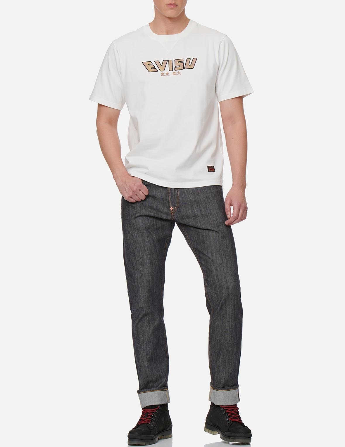 DAICOCK PRINT WITH EMBROIDERED KAMON CARROT FIT JEANS #2017 - 4