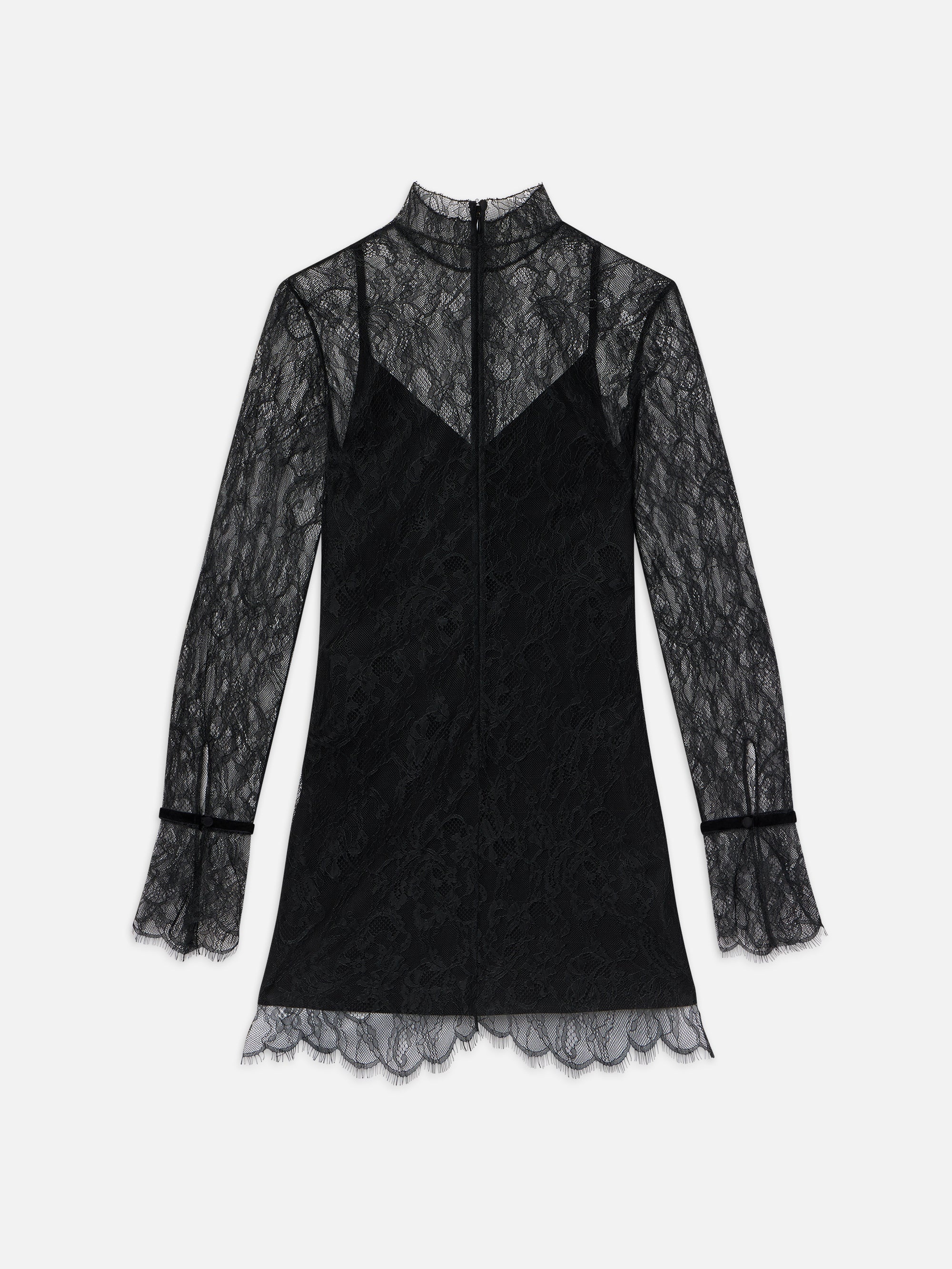 Lace Shift Dress in Black - 4