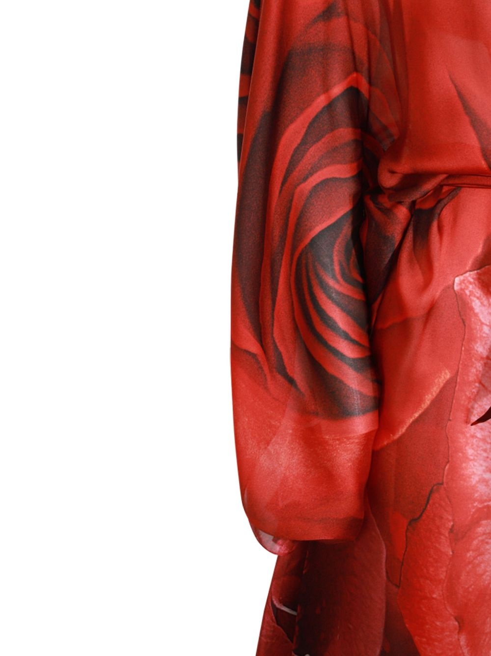 rose-print silk kaftan dress - 4
