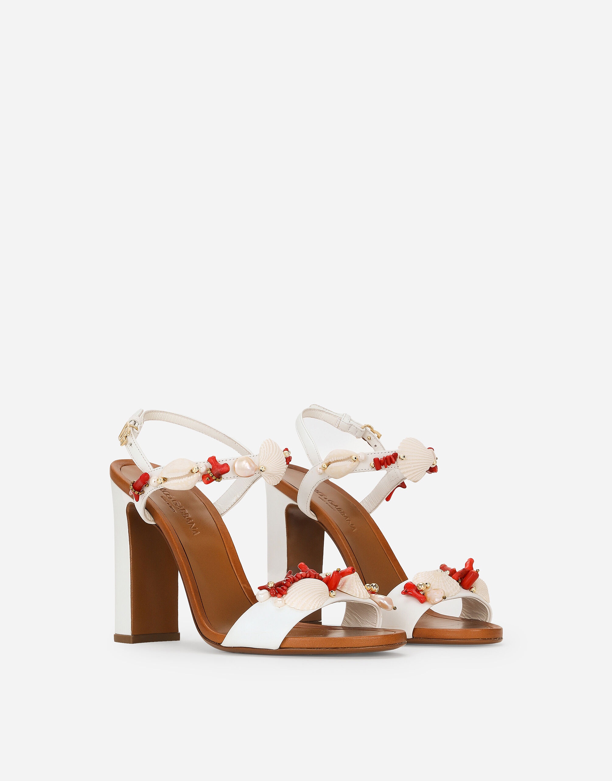 Nappa leather sandals with coral embroidery - 2