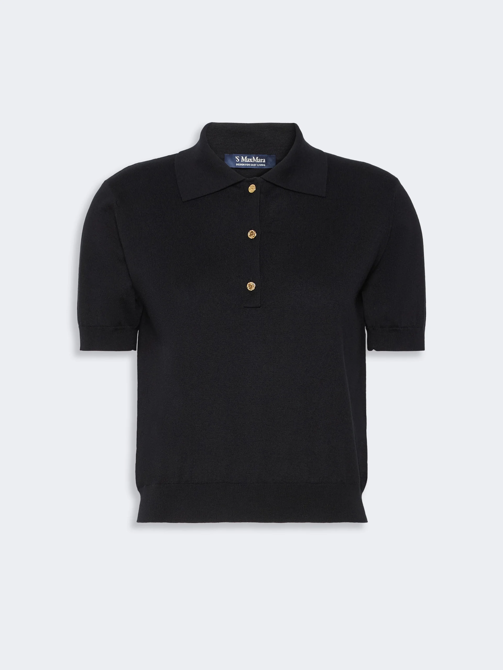 POMPOSA Polo shirt in cotton, silk and cashmere yarn - BLACK - 1